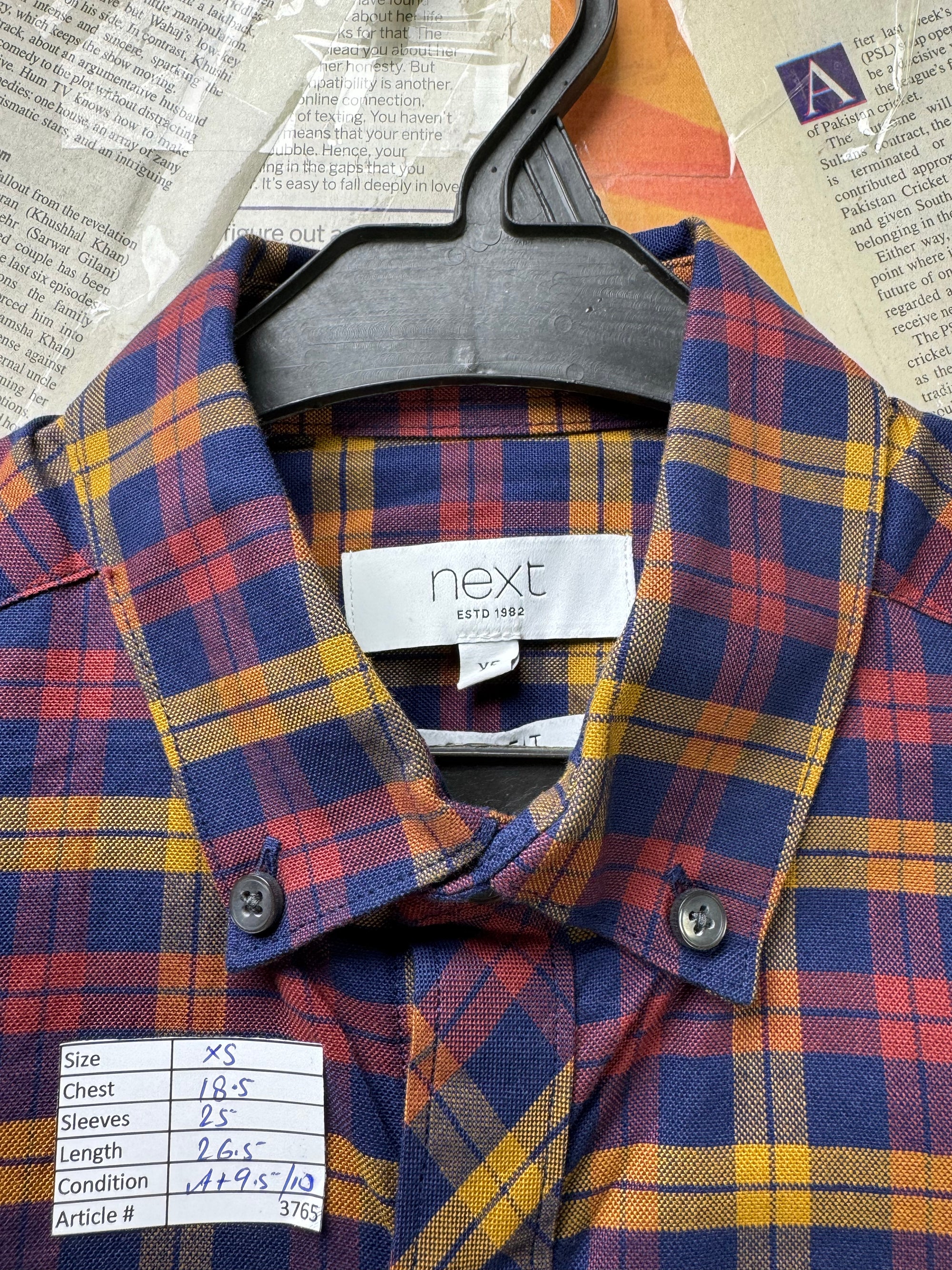 N*xt® XS | Chest: 18.5" | Plaid | Shirt | Cotton - Elastane | 3765 - Genuine Maal