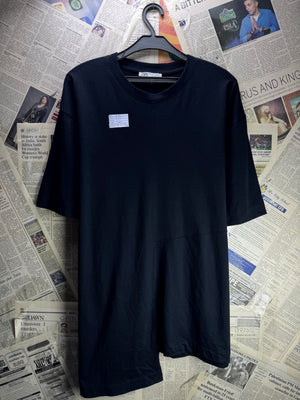 Zara® Large | Chest: 23" | Black | Asymmetrical Hem T-Shirt | Cotton | 4905 - Genuine Maal