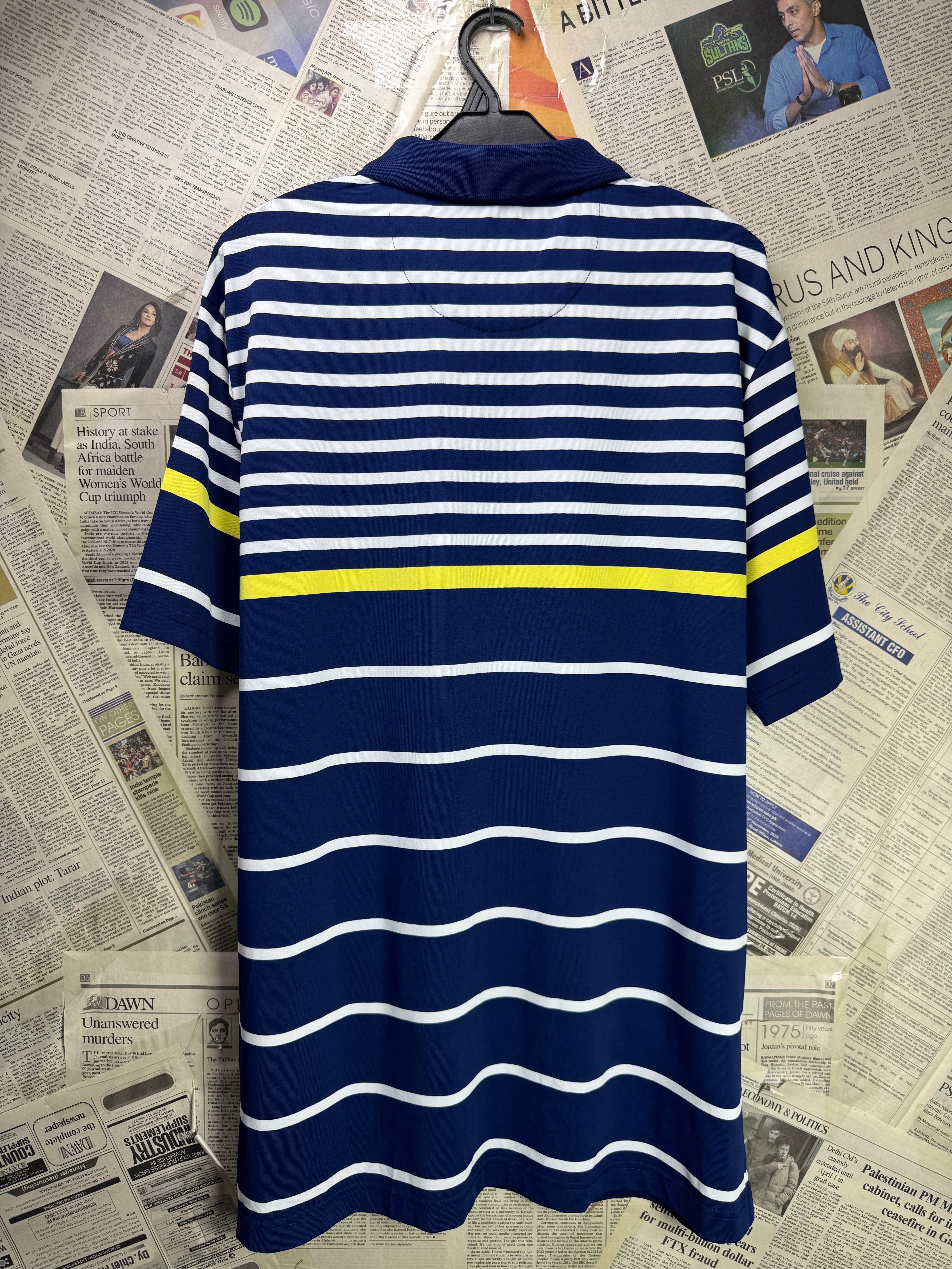 Chaps® Medium | Chest: 22.5" | Blue&White Stripe | Golf Polo | Poly - Elastane | 3771 - Genuine Maal