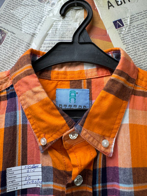 Attire® Medium | Chest: 21.5" | Orange Plaid | Shirt | Cotton | 3780 - Genuine Maal