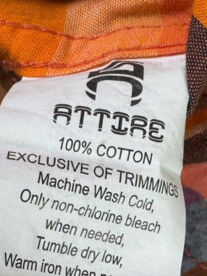 Attire® Medium | Chest: 21.5" | Orange Plaid | Shirt | Cotton | 3780 - Genuine Maal