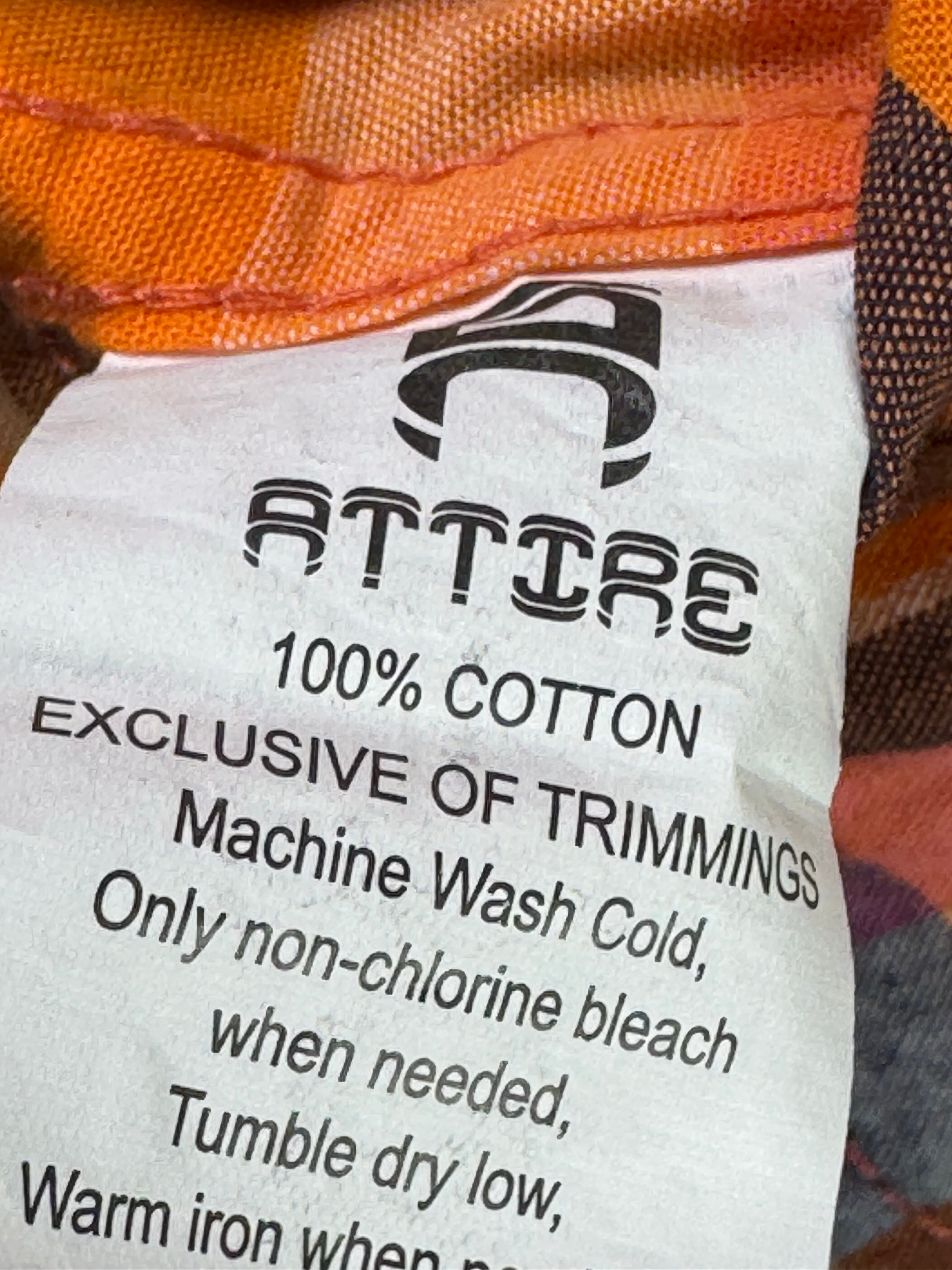 Attire® Medium | Chest: 21.5" | Orange Plaid | Shirt | Cotton | 3780 - Genuine Maal