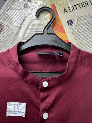 Asos® Small | Chest: 20" | Burgundy | Band Collar Shirt | Cotton - Elastane | 3756 - Genuine Maal