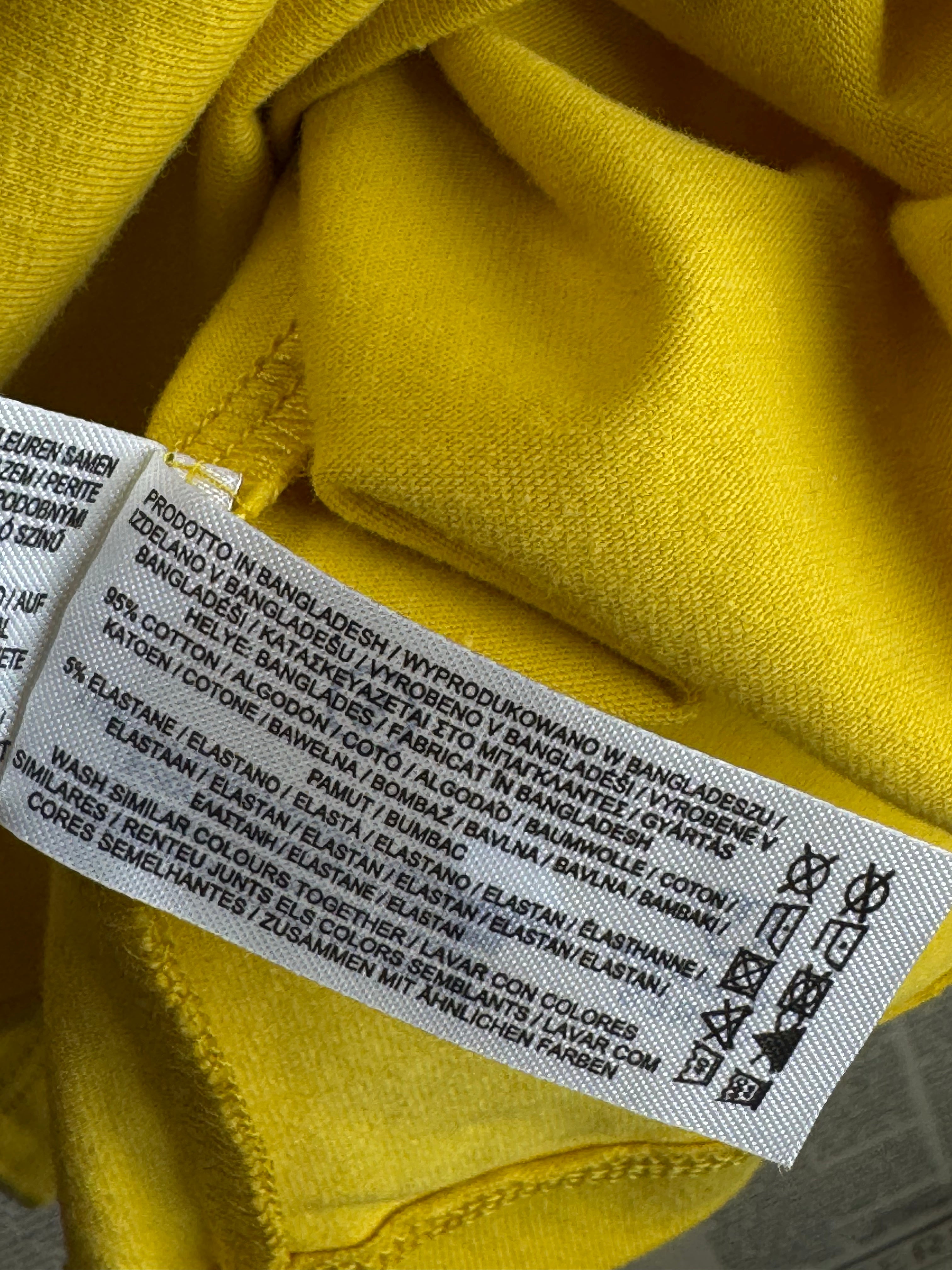 Primark® Small | Chest: 19" | Yellow | T-Shirt | Cotton - Elastane | 4910 - Genuine Maal