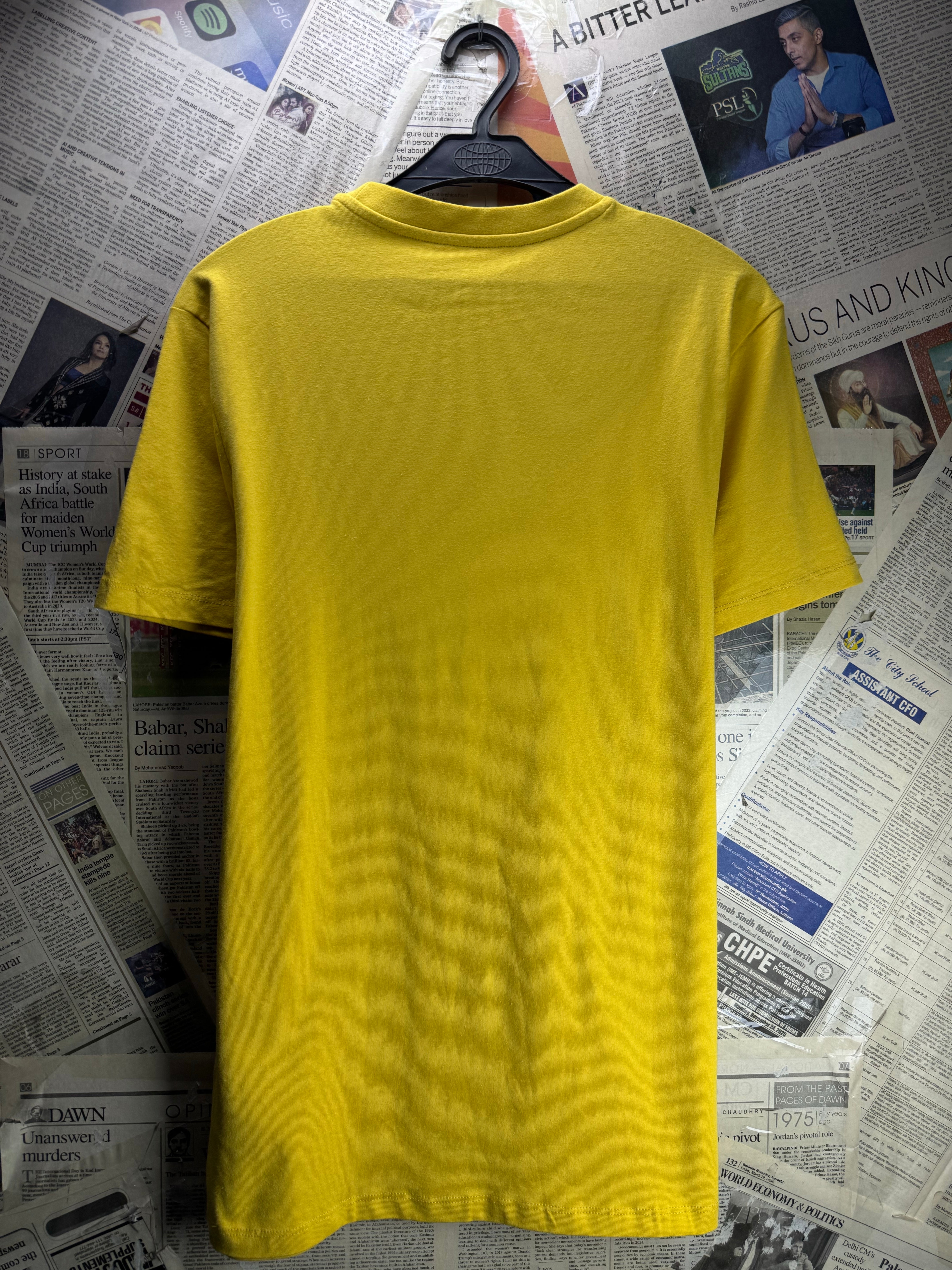 Primark® Small | Chest: 19" | Yellow | T-Shirt | Cotton - Elastane | 4910 - Genuine Maal