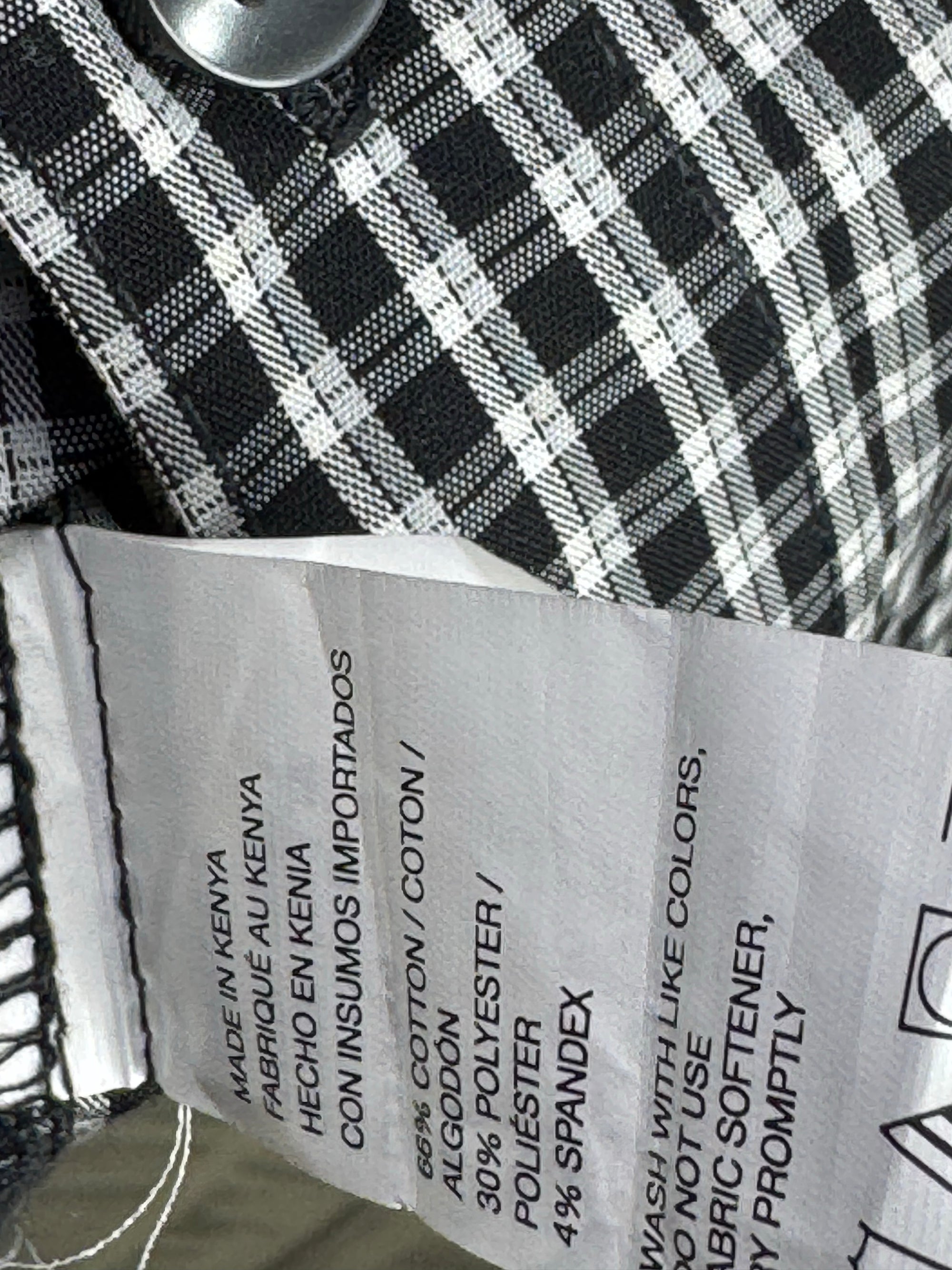 Van Heusen® L/XL | Chest: 24.5" | Black & White Check | Shirt | Cotton - Poly - Spandex | 3965 - Genuine Maal