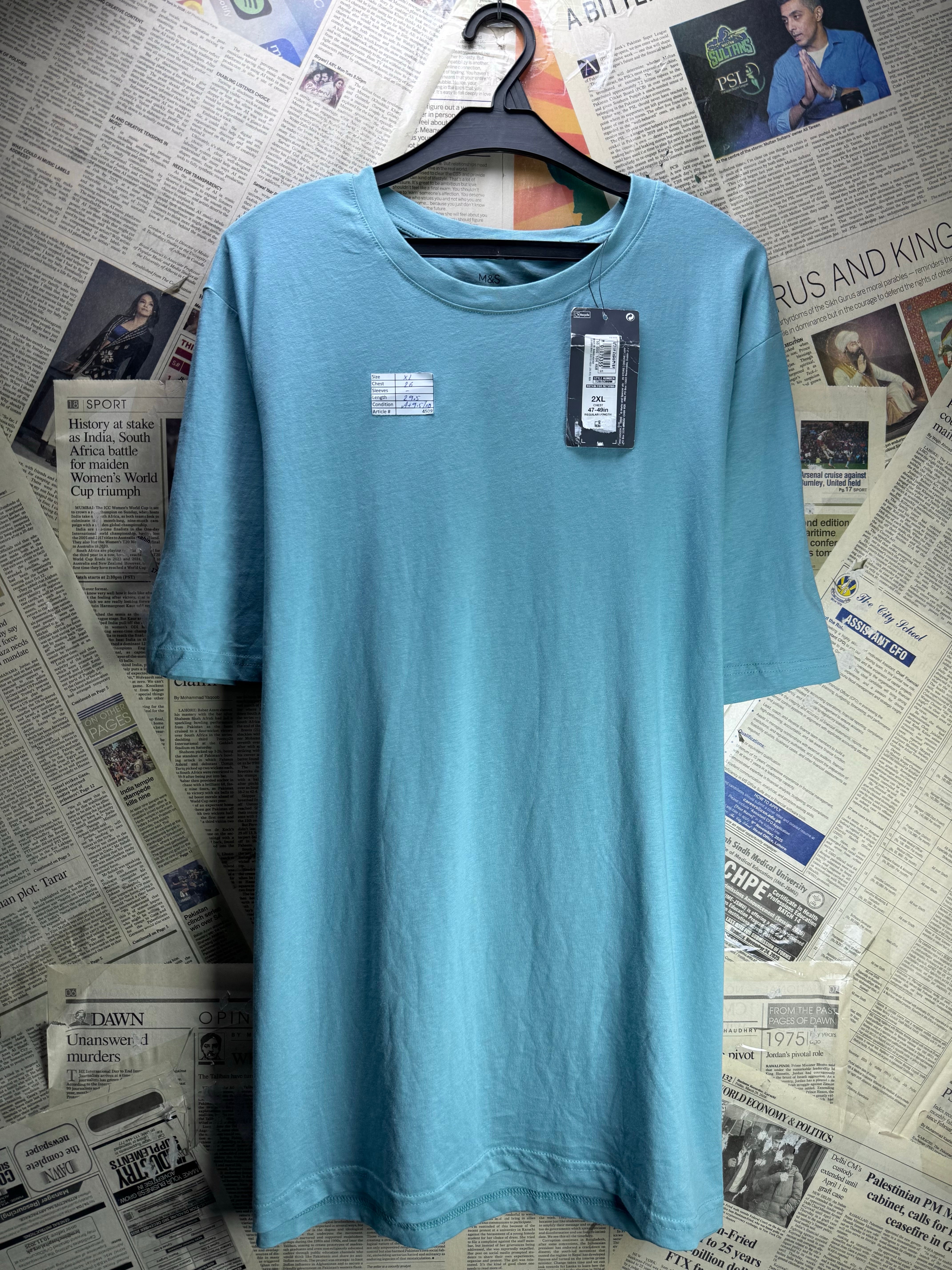 M&S® XL | Chest: 26" | Blue | T-Shirt | Cotton | 4509 - Genuine Maal