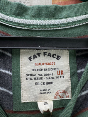 Fat Face® Small | Chest: 19.5" | Apple Green Stripes | T-Shirt | Cotton | 5098 - Genuine Maal