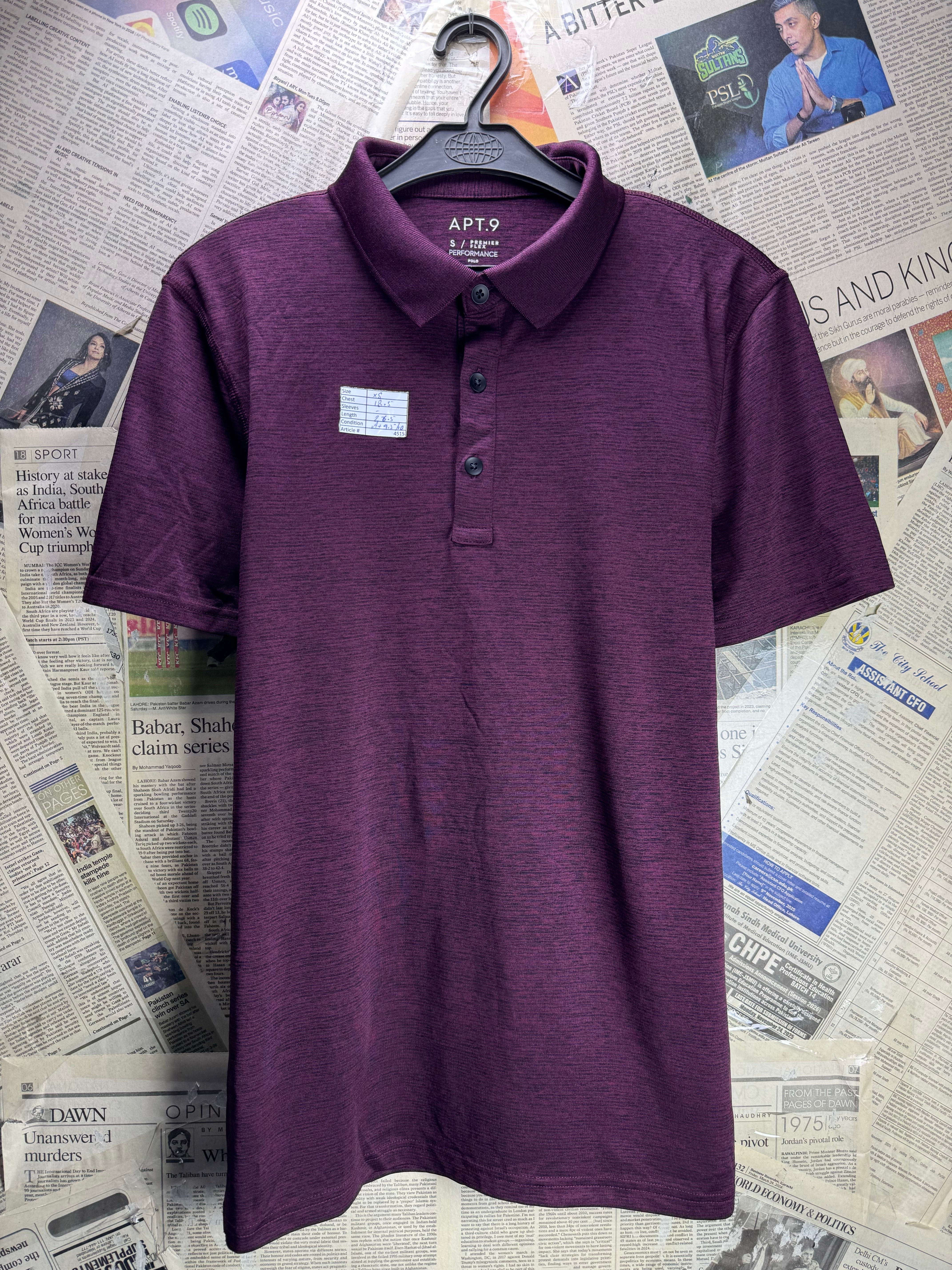 APT.9® XS | Chest: 18.5" | Purple | Golf Polo | Polyester | 4515 - Genuine Maal