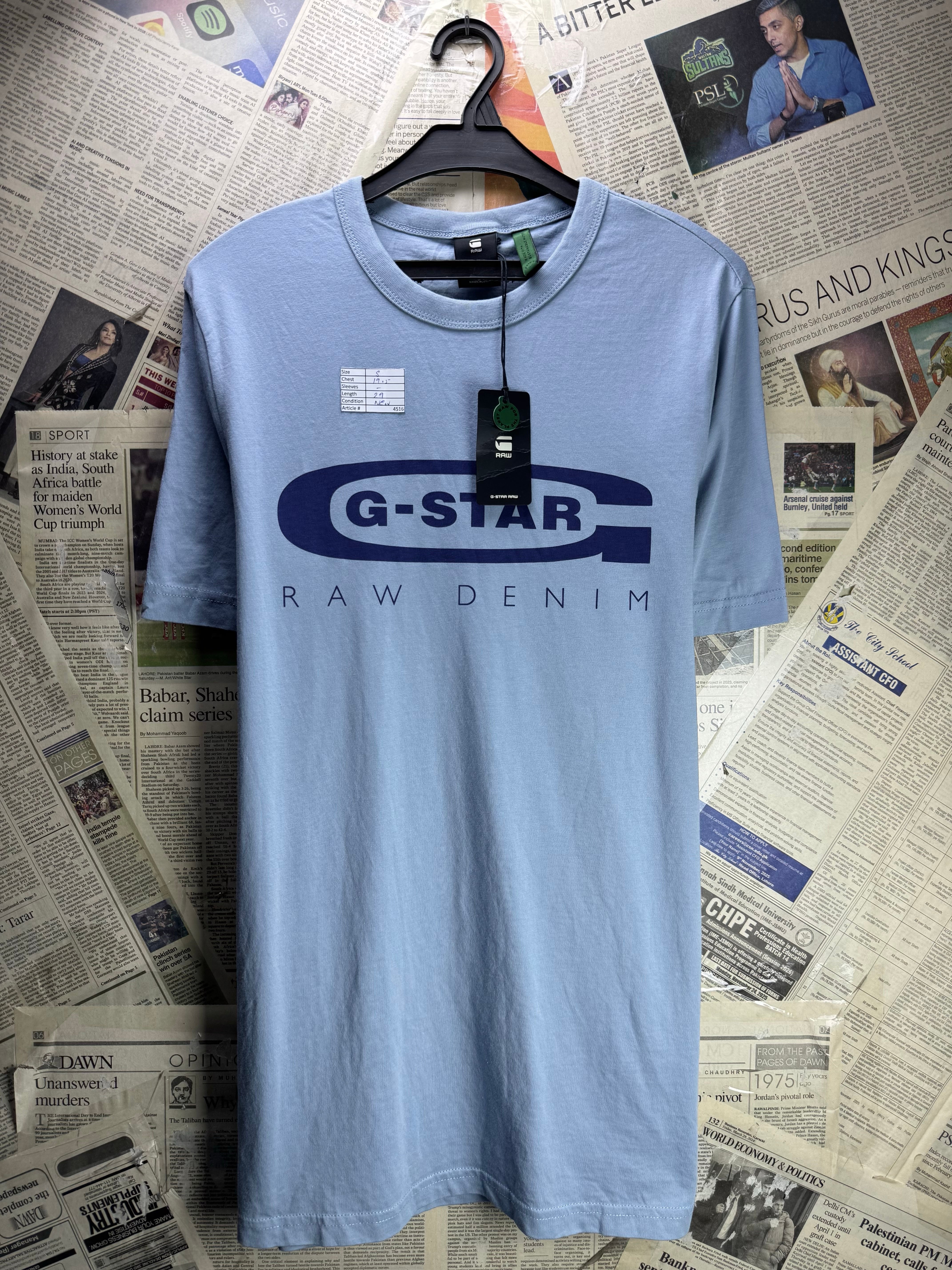 G - star Raw® Small | Chest: 19.5" | Blue | T-Shirt | Cotton | 4516 - Genuine Maal