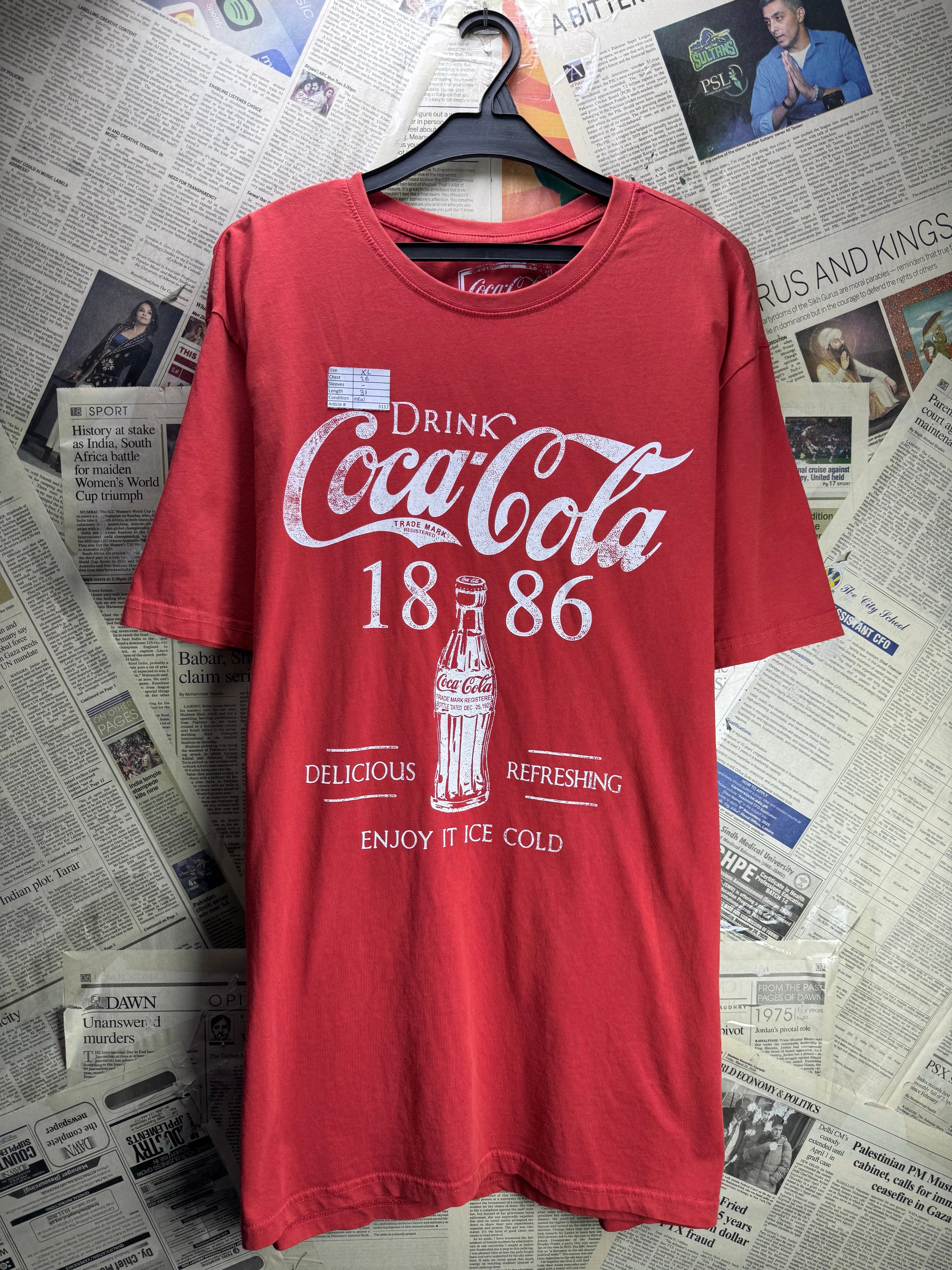 Coca - Cola® XL | Chest: 26" | Red | T-Shirt | Cotton | 5112 - Genuine Maal