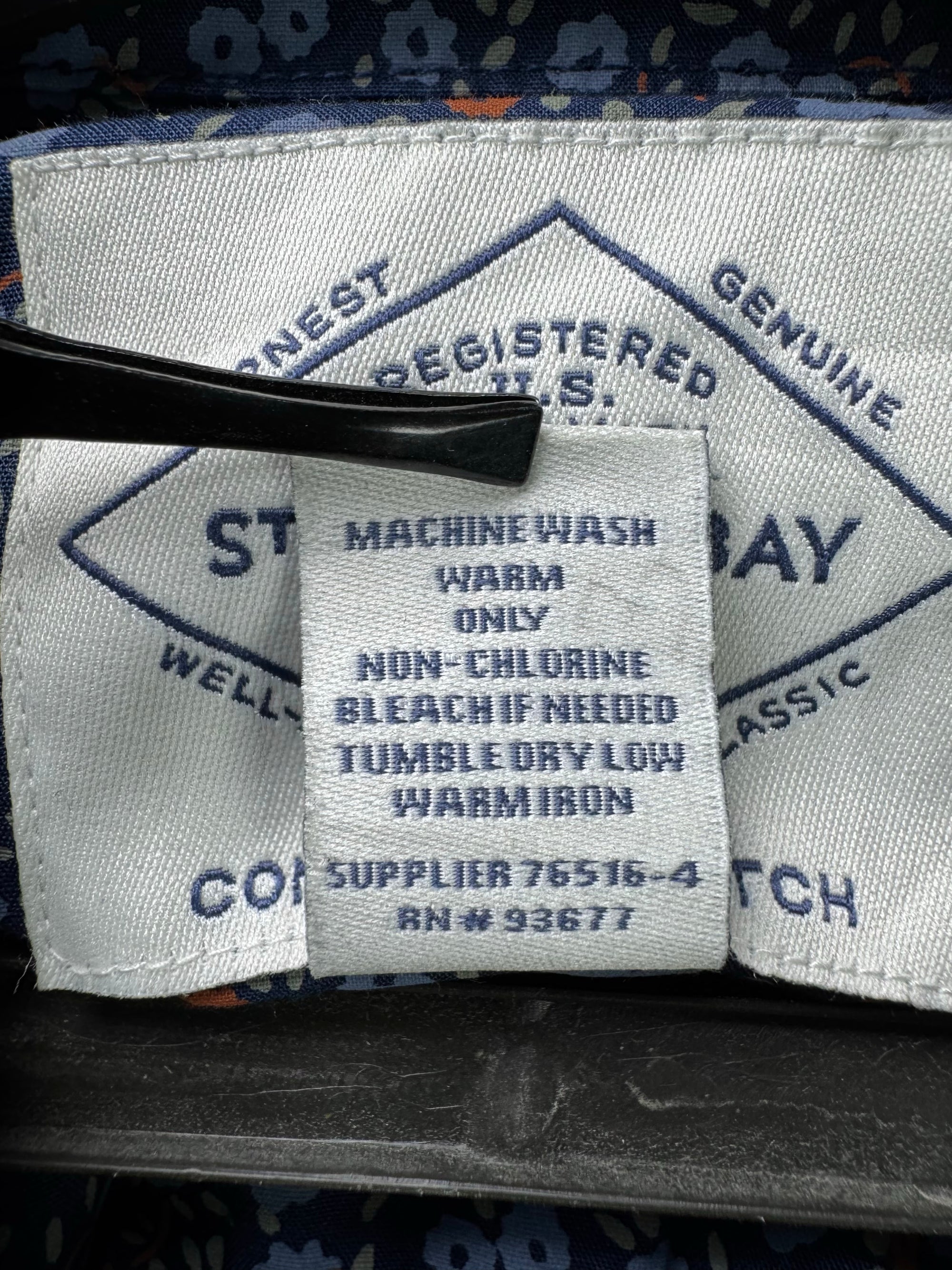 St John's Bay® L/XL | Chest: 24.5" | Blue Floral | Shirt | Cotton - Elastane | 3760 - Genuine Maal