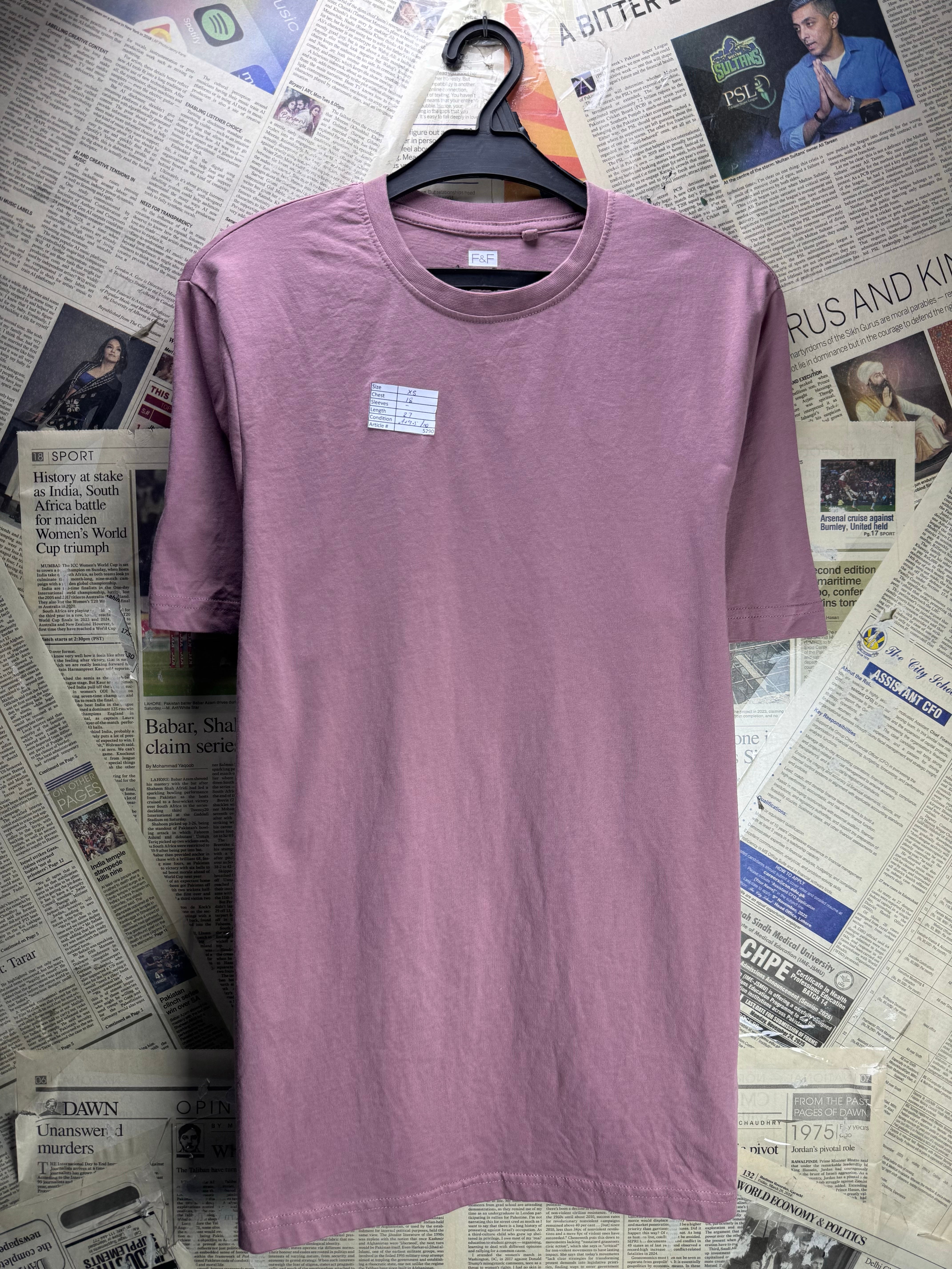 F&F® XS | Chest: 18" | Pink | T-Shirt | Polyester | 5290 - Genuine Maal
