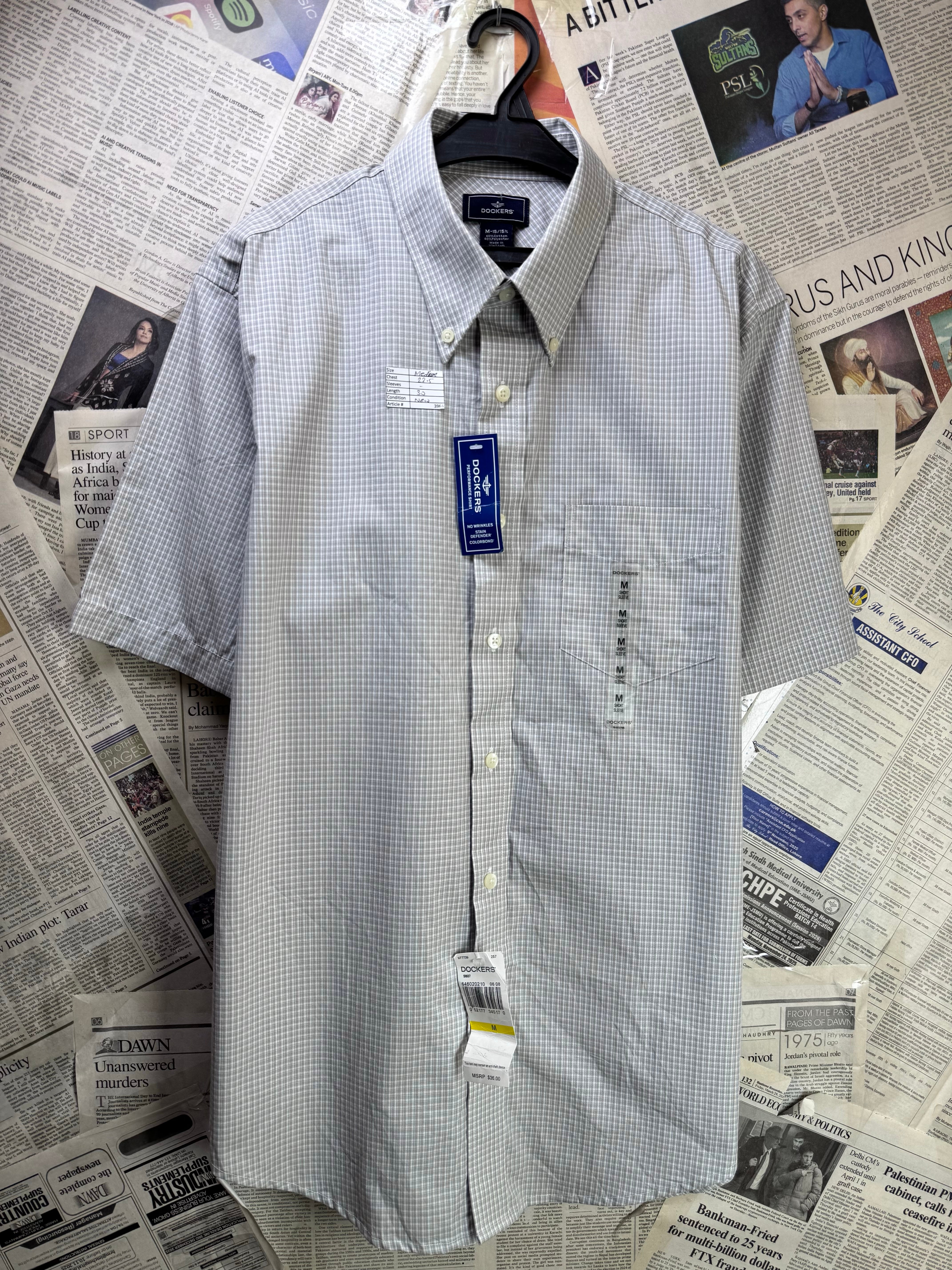 D*ckers® Medium | Chest: 22.5" | Grey Check | Shirt | Cotton - Poly | 3964 - Genuine Maal