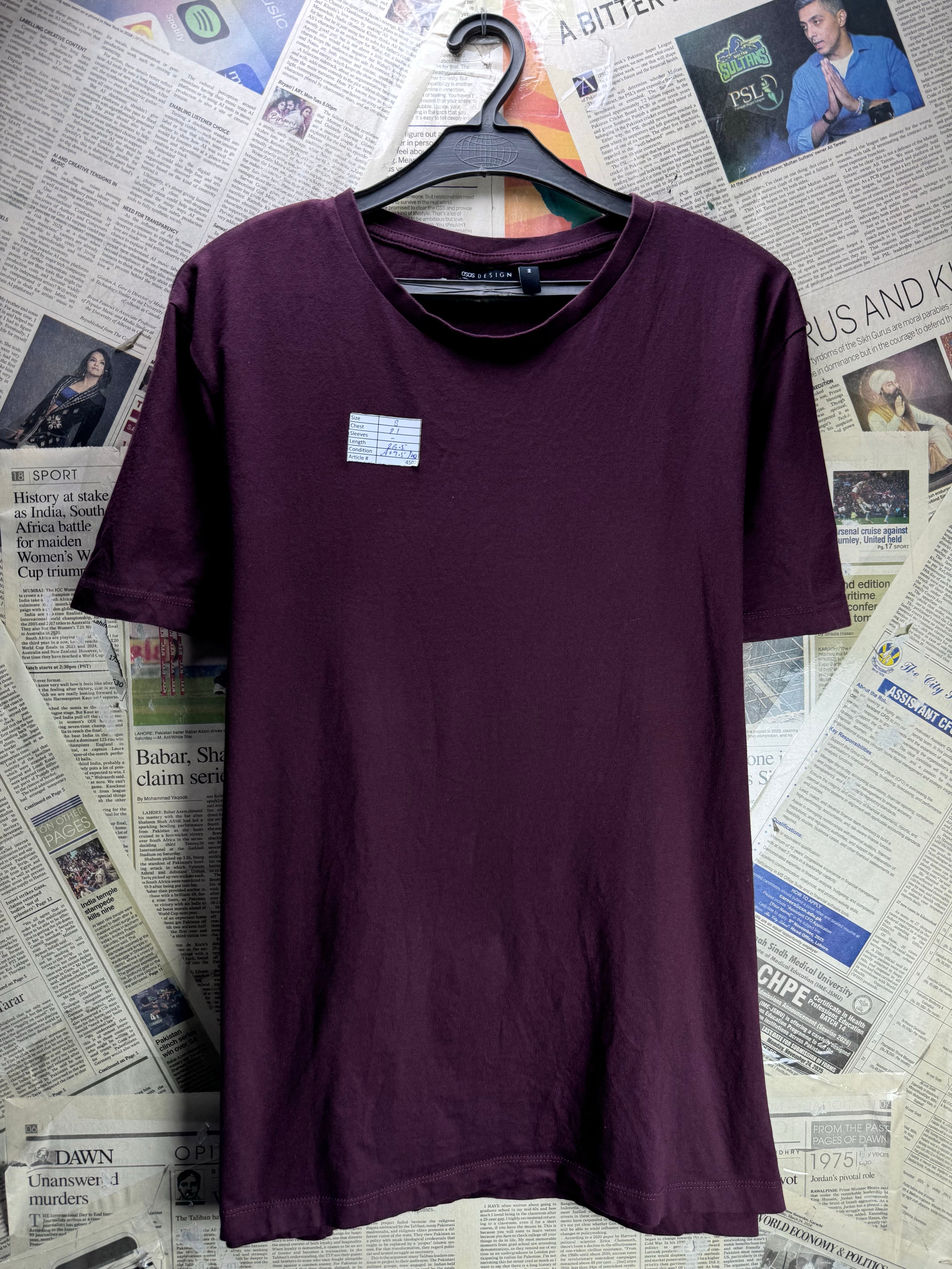 Asos® Small | Chest: 21" | Purple | T-Shirt | Cotton | 4502 - Genuine Maal