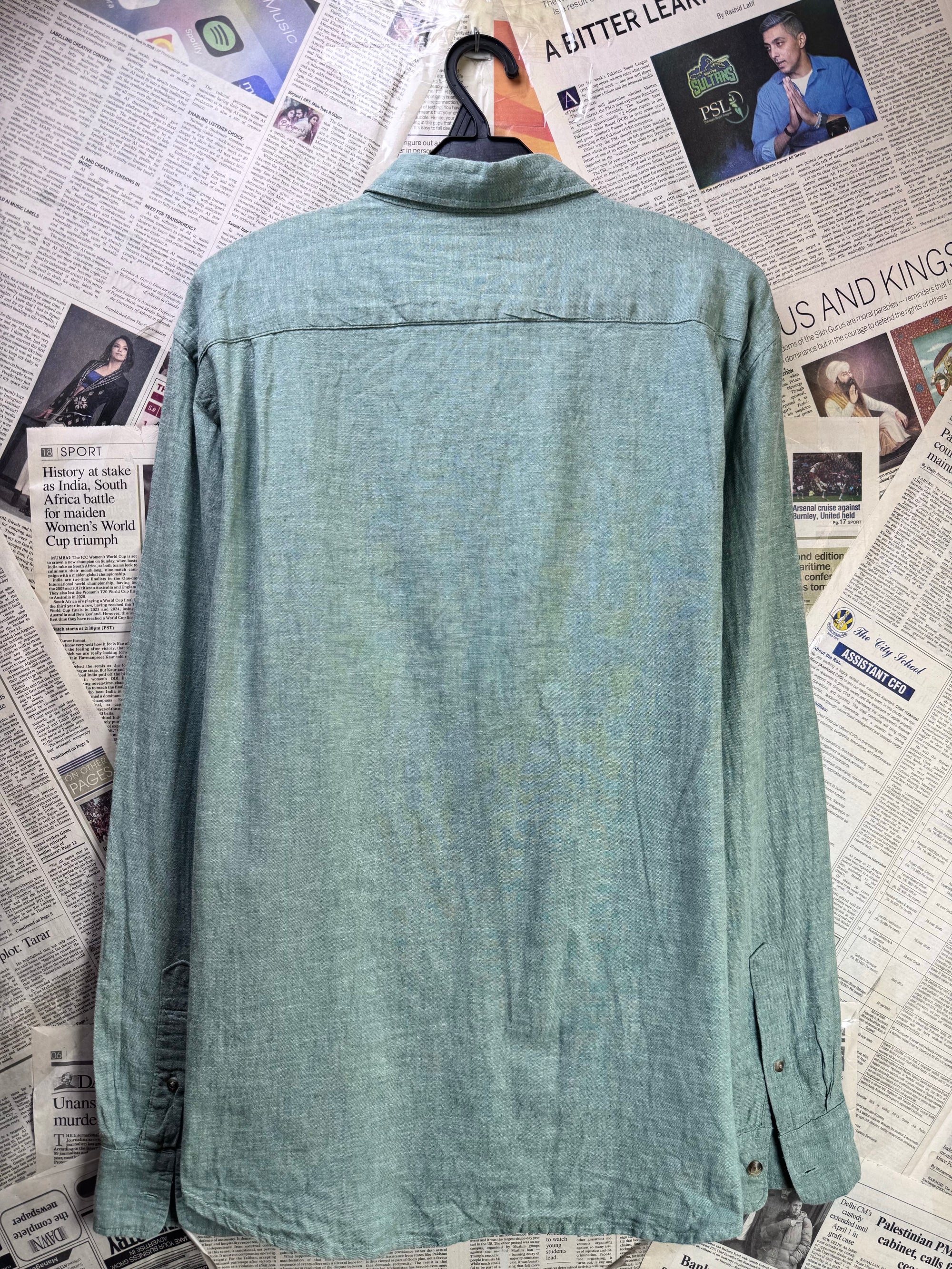 Old N*vy® Medium | Chest: 22.5" | Mint Green | Shirt | Linen - Cotton | 3970 - Genuine Maal