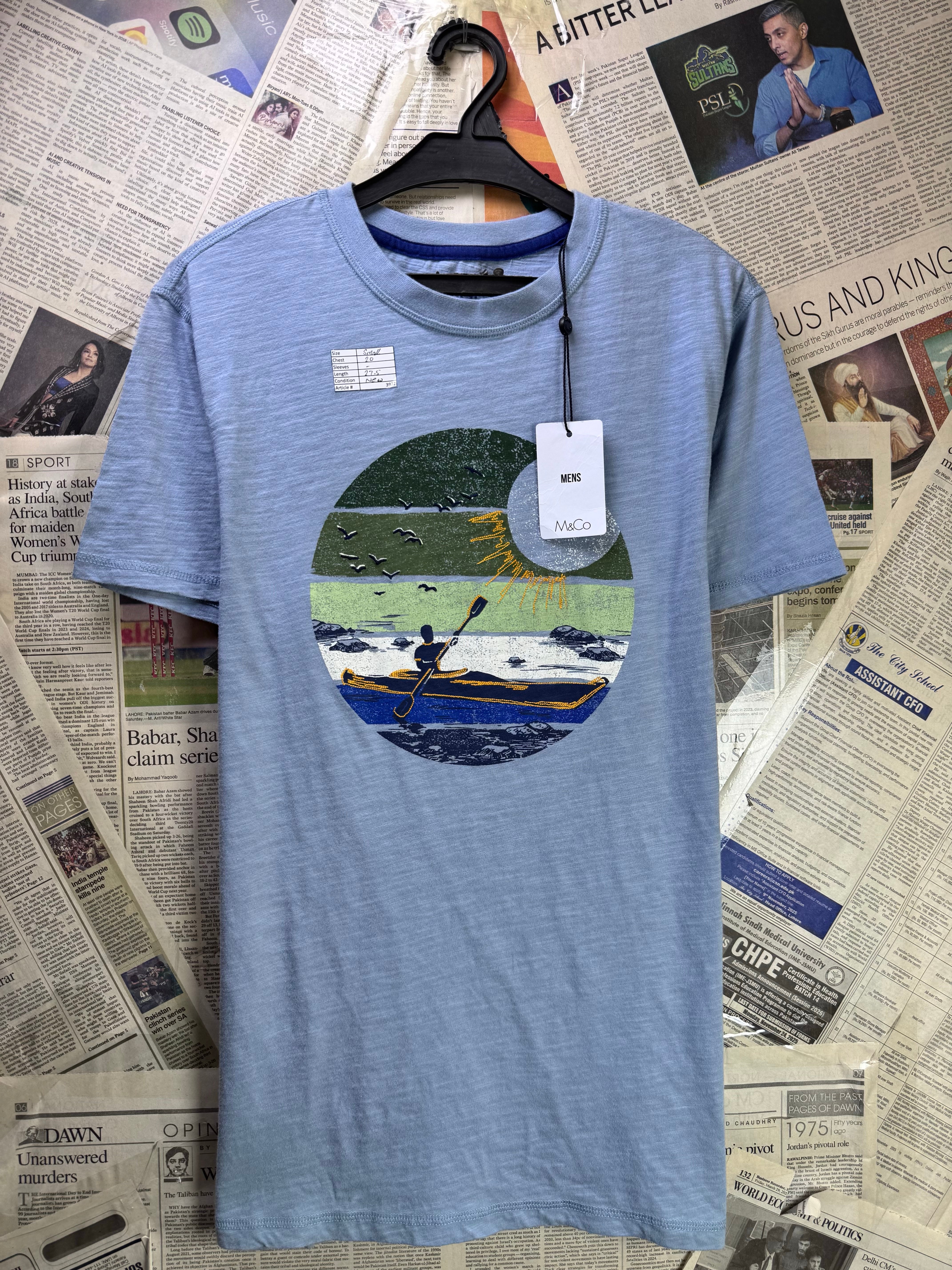 M&Co® Small | Chest: 20" | Blue | T-Shirt | Cotton | 3972 - Genuine Maal