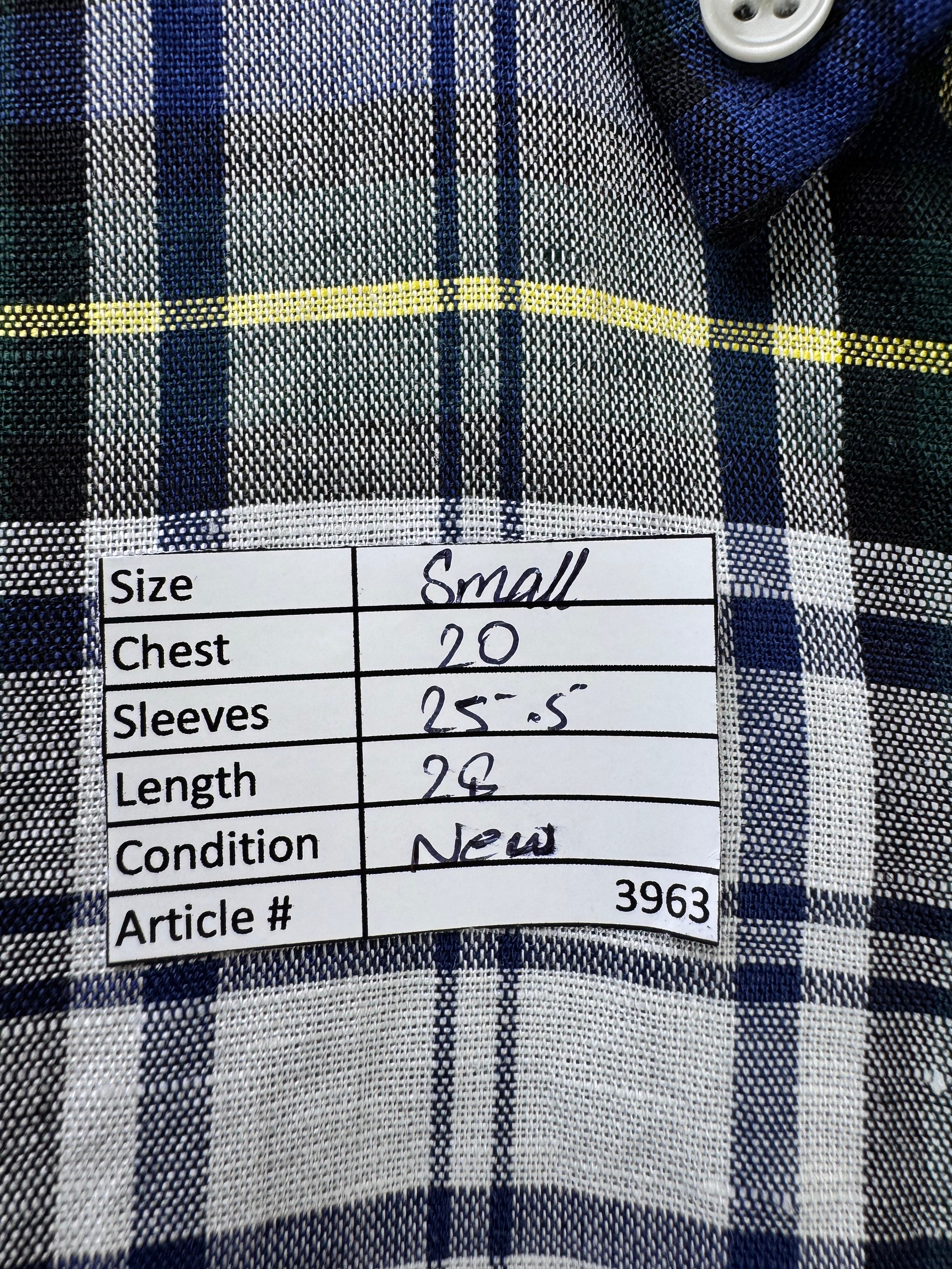 Next® Small | Chest: 20" | Blue Plaid | Shirt | Linen - Cotton | 3963 - Genuine Maal
