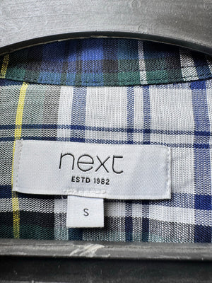 Next® Small | Chest: 20" | Blue Plaid | Shirt | Linen - Cotton | 3963 - Genuine Maal