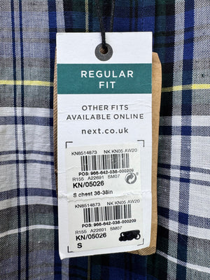 Next® Small | Chest: 20" | Blue Plaid | Shirt | Linen - Cotton | 3963 - Genuine Maal
