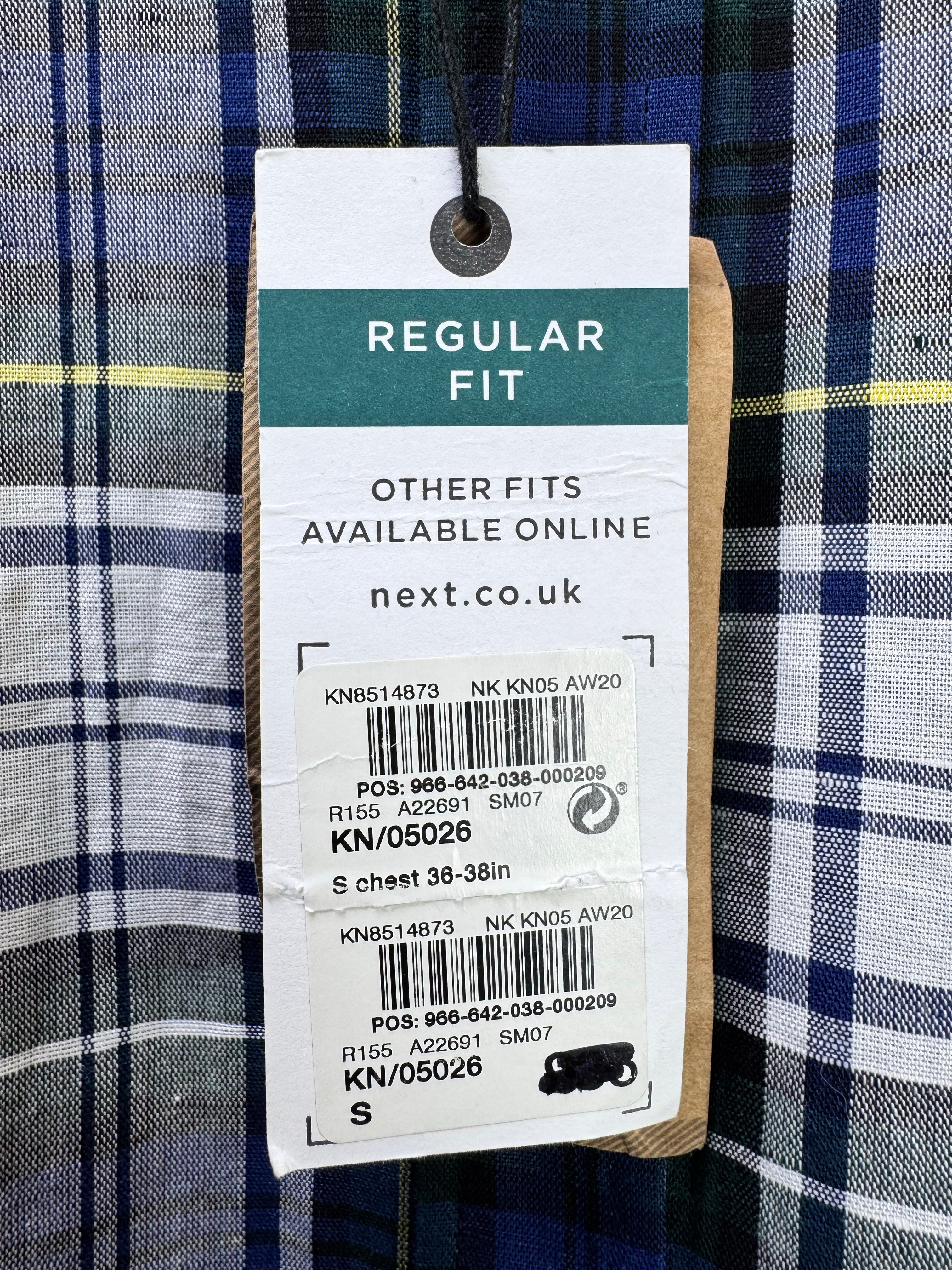 Next® Small | Chest: 20" | Blue Plaid | Shirt | Linen - Cotton | 3963 - Genuine Maal