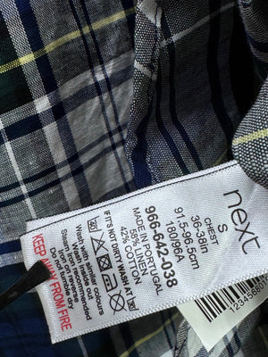 Next® Small | Chest: 20" | Blue Plaid | Shirt | Linen - Cotton | 3963 - Genuine Maal