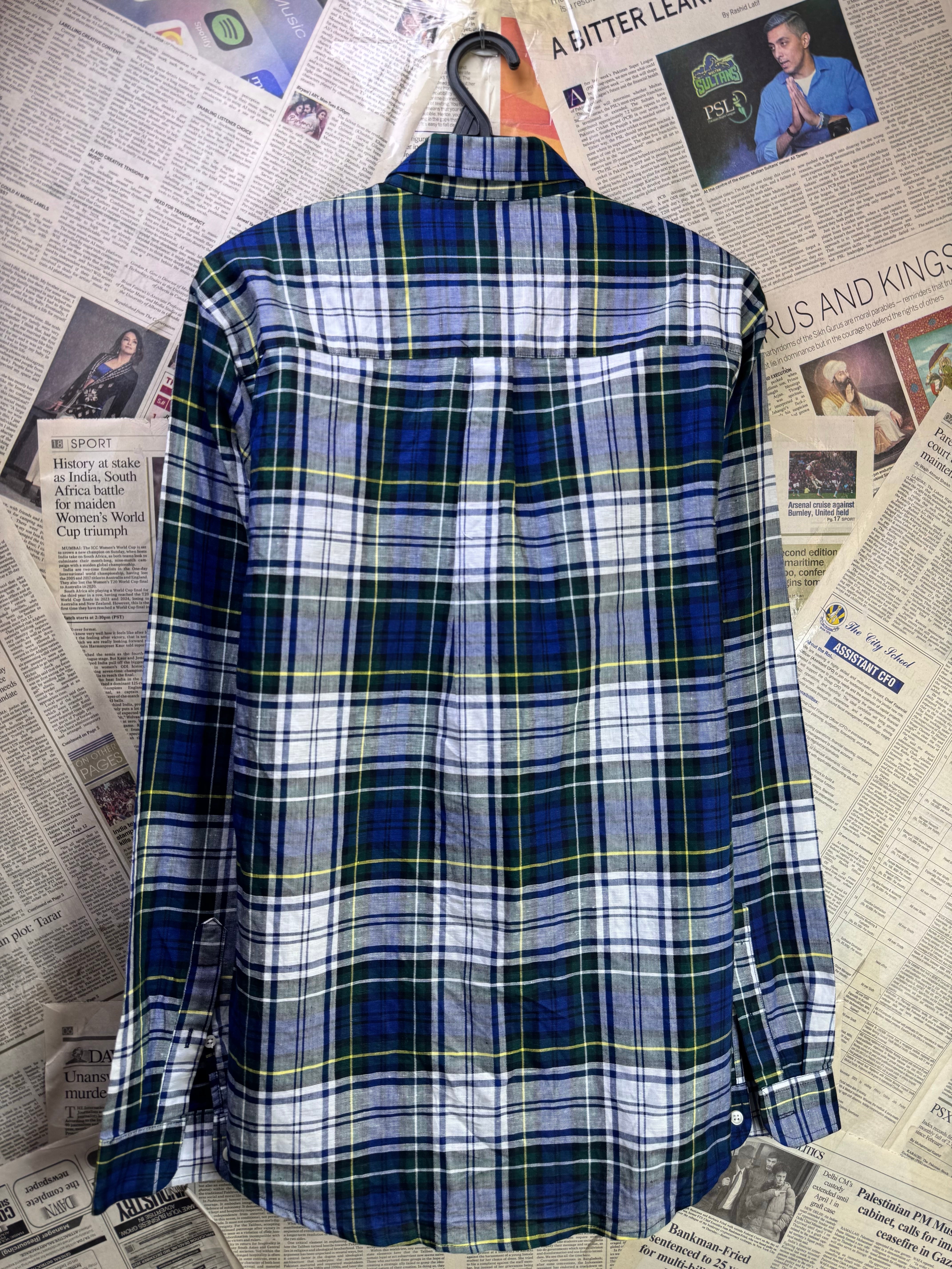 Next® Small | Chest: 20" | Blue Plaid | Shirt | Linen - Cotton | 3963 - Genuine Maal