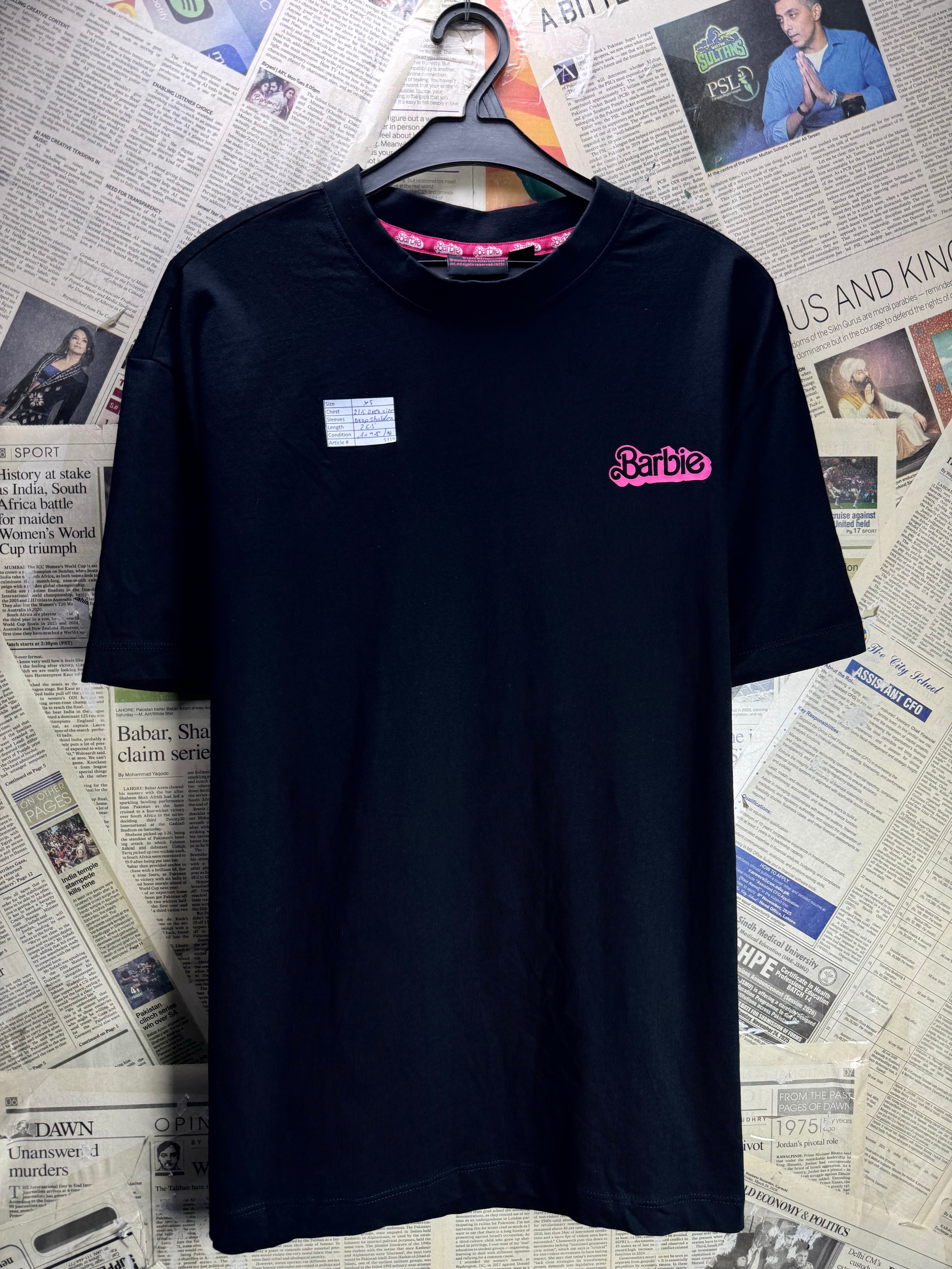 Barbie® XS | Chest: 21.5" | Black | T-Shirt | Cotton | 5319 - Genuine Maal