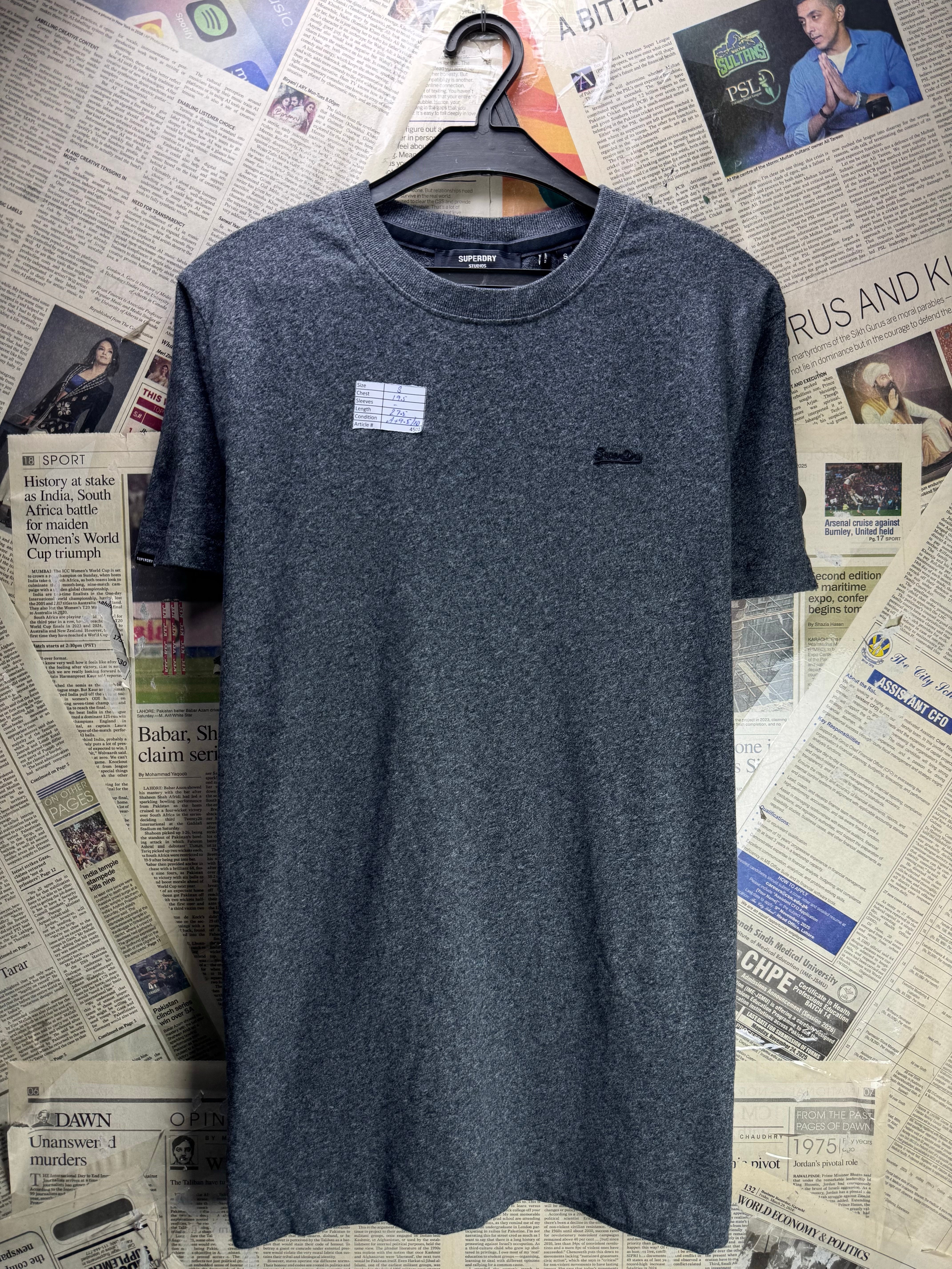 Super Dry® Small | Chest: 19.5" | Grey | T-Shirt | Cotton | 4501 - Genuine Maal