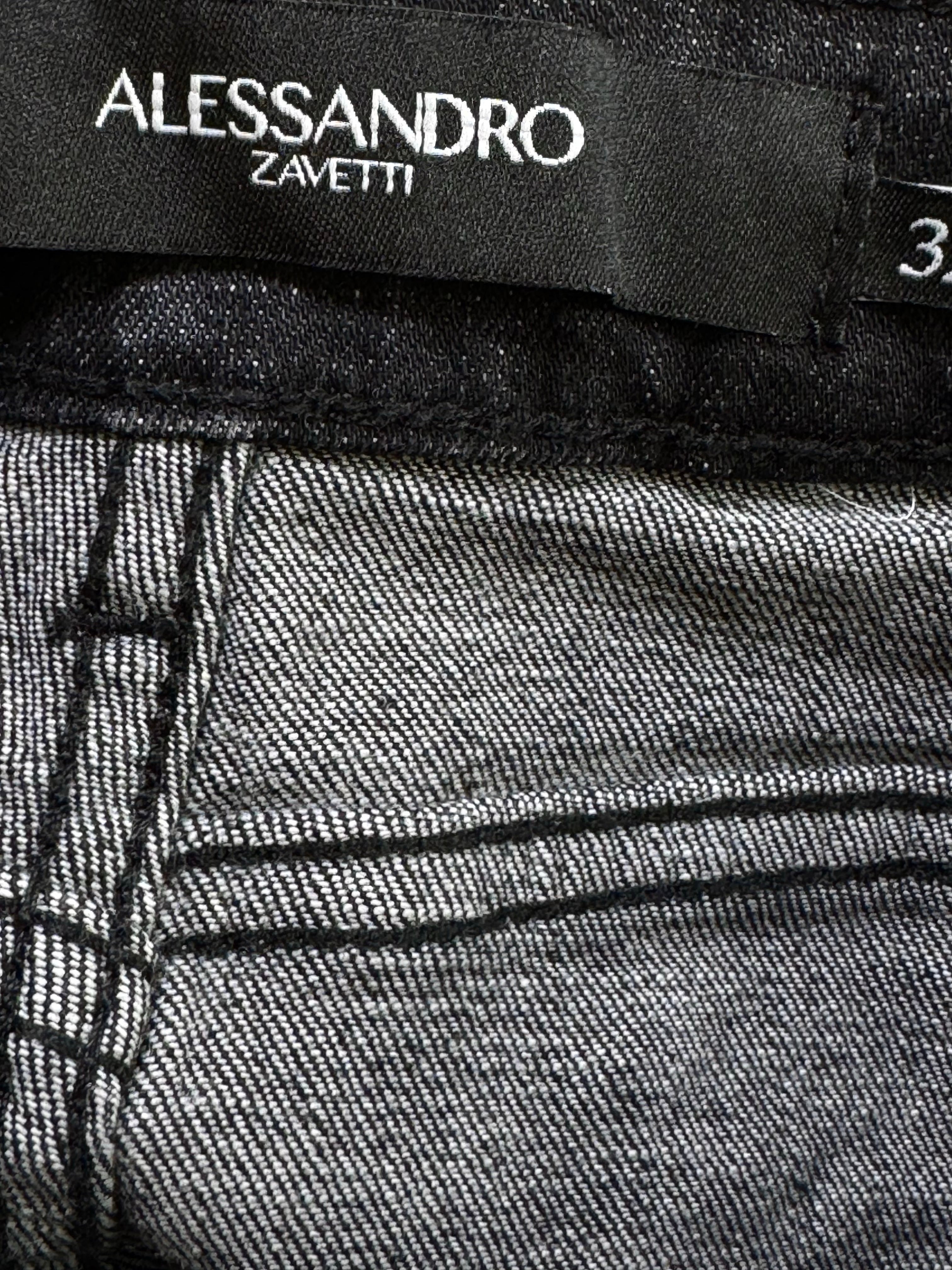 A.Zavetti® Waist: 32" to 34" | Black | Distressed Denim Shorts | Cotton - Poly - Visc - Elastane | 1344 - Genuine Maal