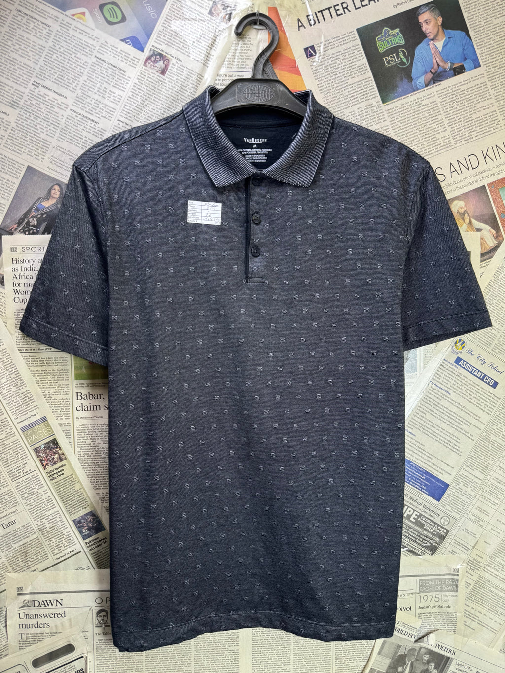 Van Heusen® Medium | Chest: 21.5" | Grey | Polo | Cotton - Poly | 3957 - Genuine Maal