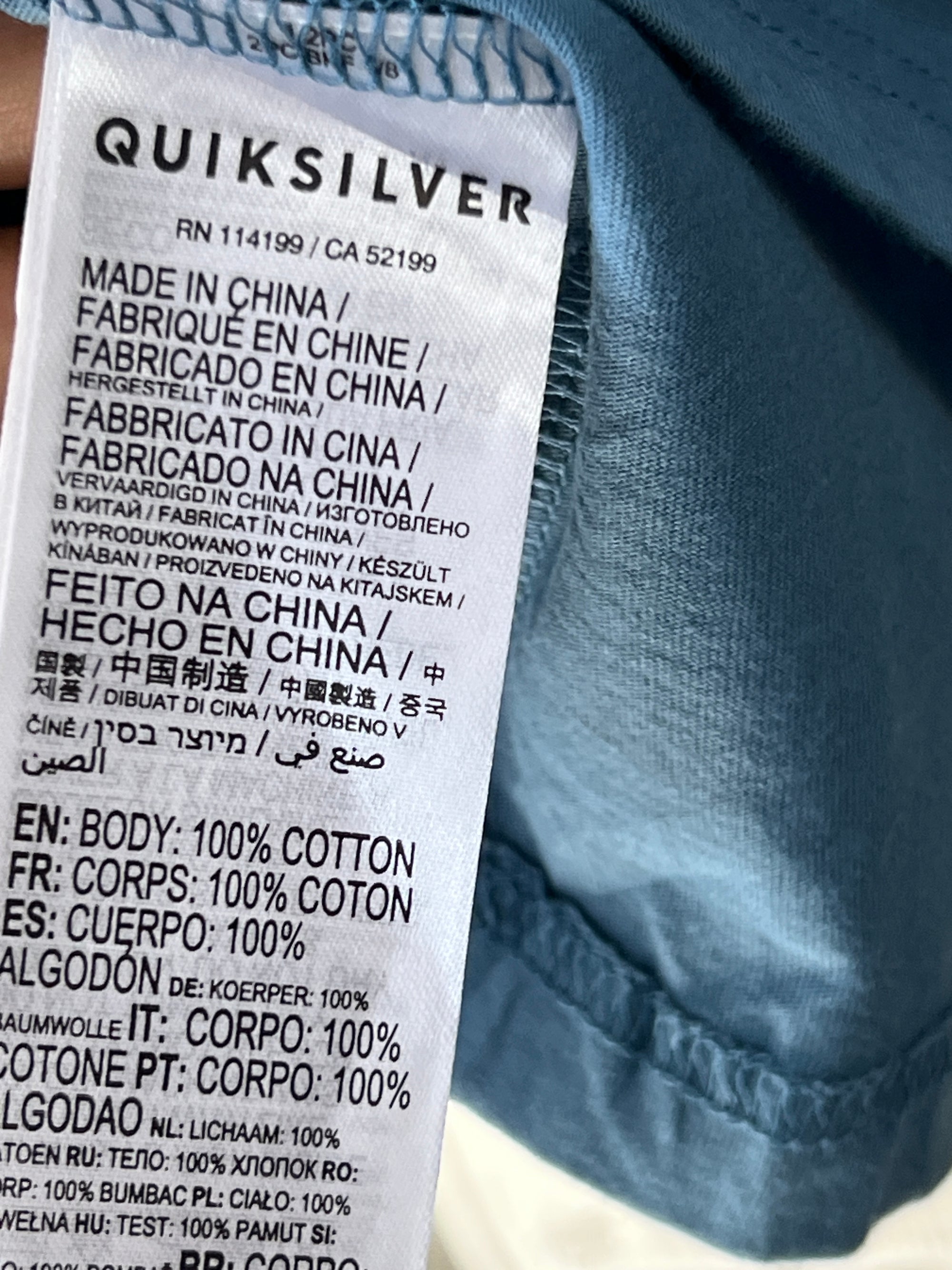 QUICK SILVER® Blue | Small | Chest: 20" | T101 - Genuine Maal