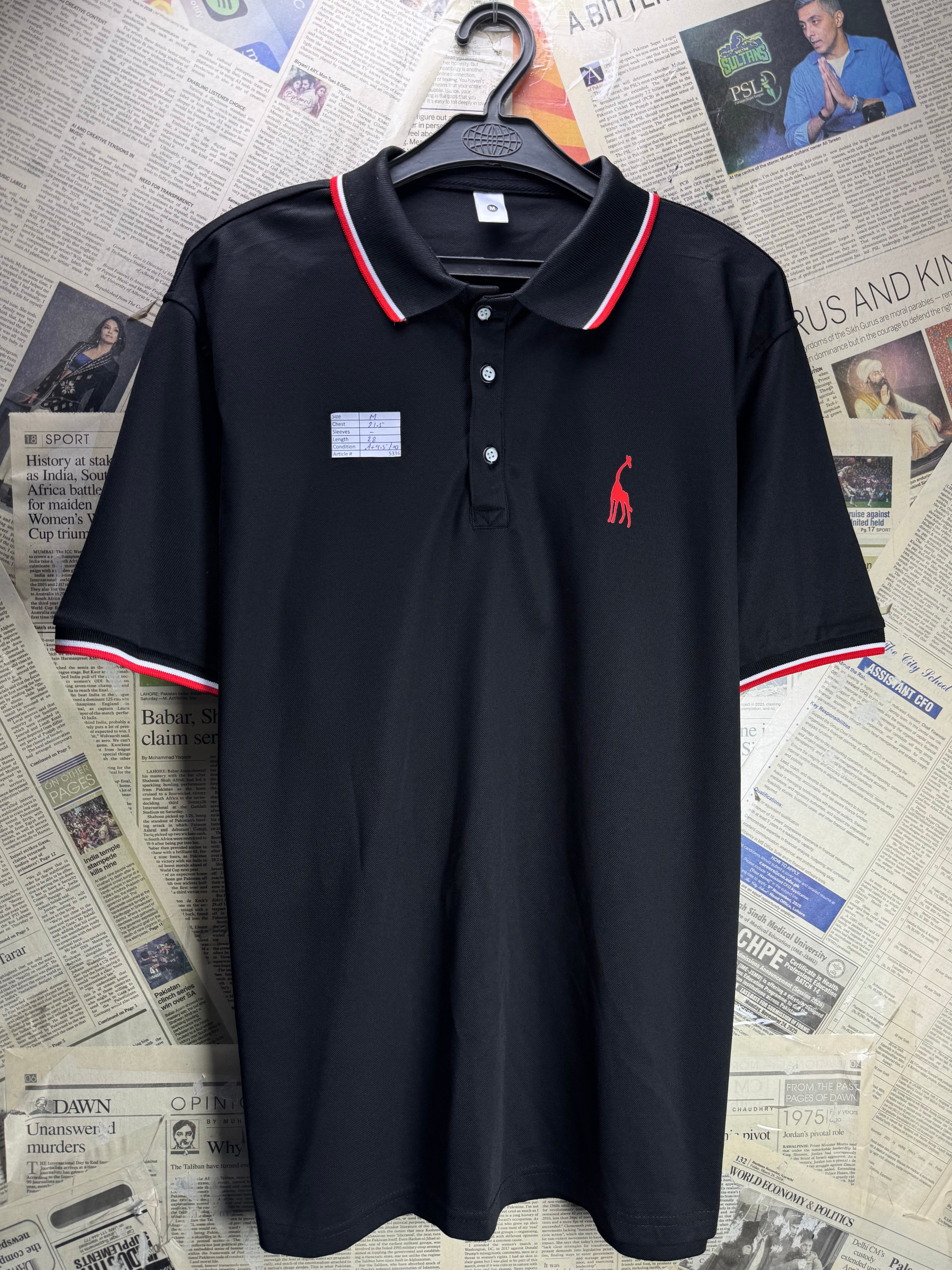 ® Medium | Chest: 21.5" | Black | Polo Shirts | Poly - Spandex | 5336 - Genuine Maal