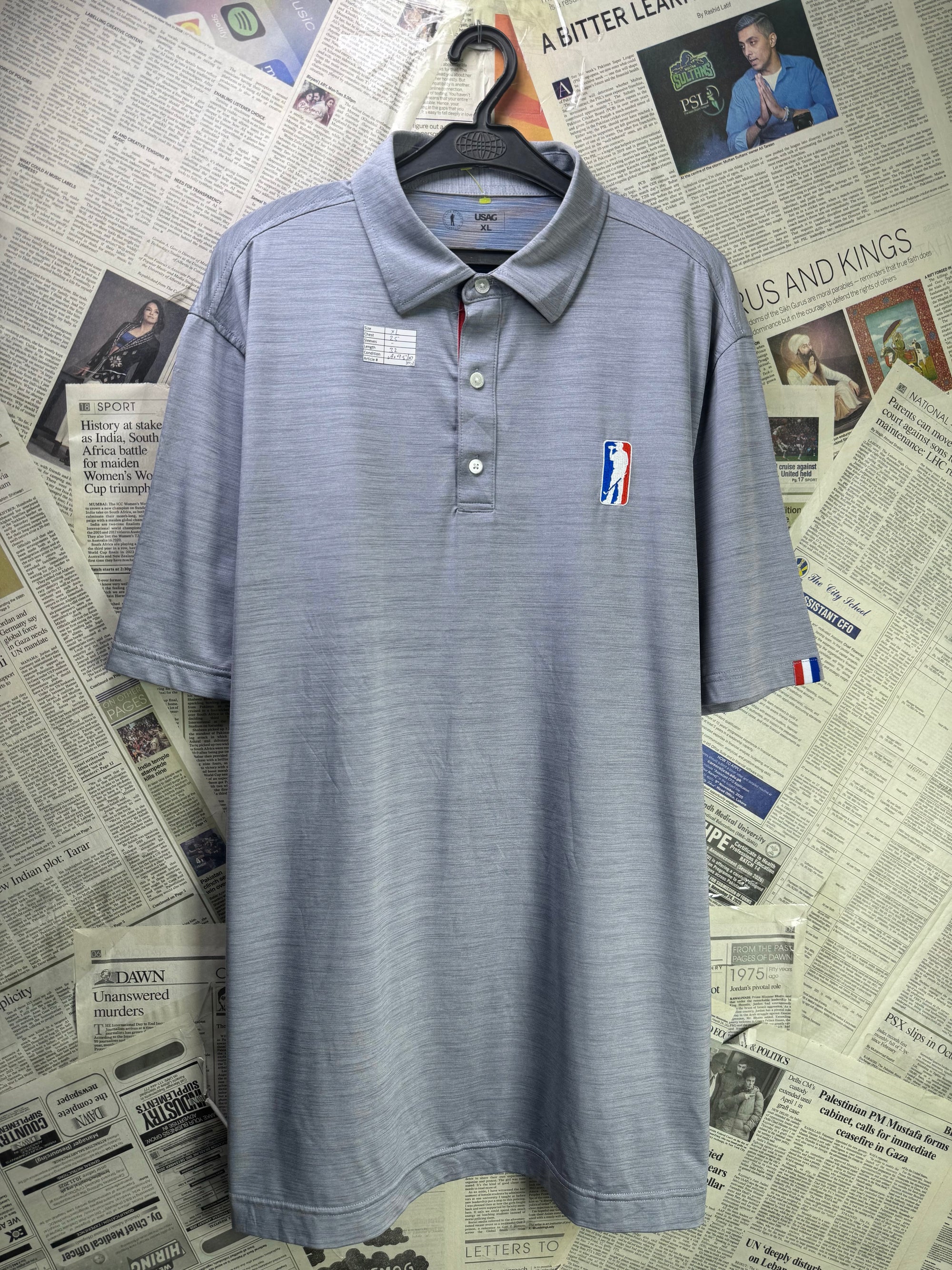 USAG® XL | Chest: 25" | Grey | Golf Polo | Poly - Spandex | 3952 - Genuine Maal