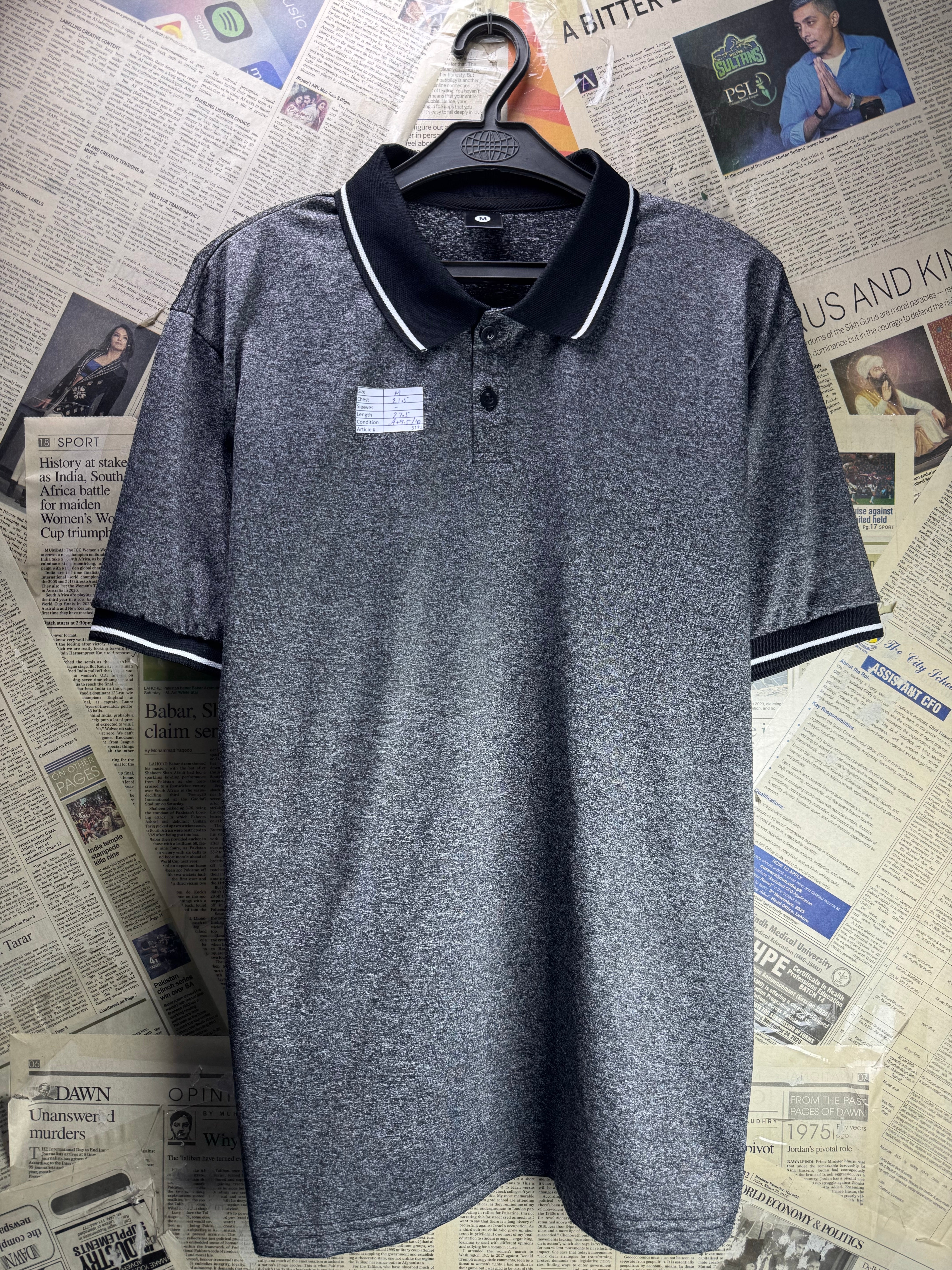 Manfinity® Medium | Chest: 21.5" | Black | Sports Polo Shirts | Cotton | 5131