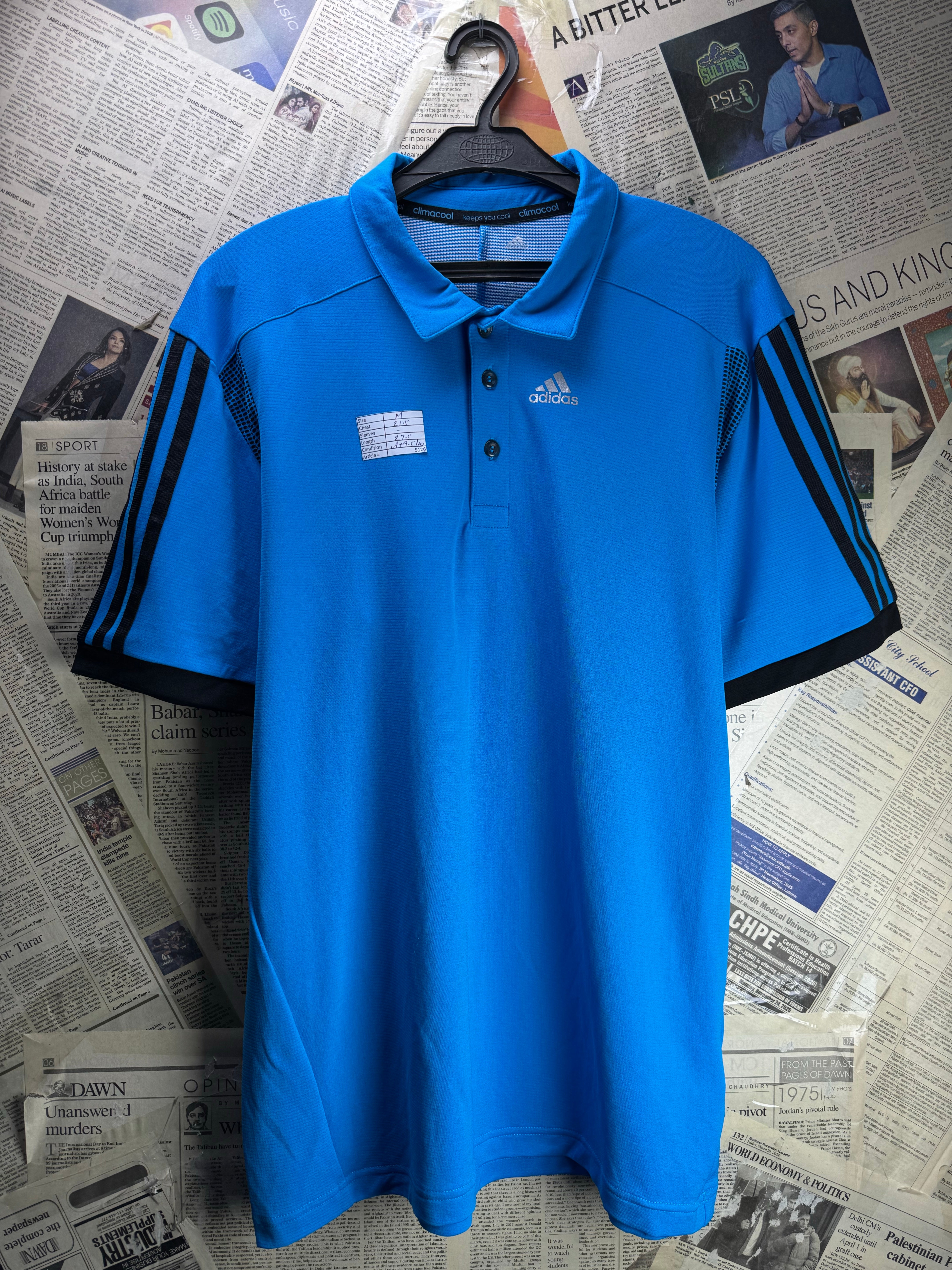 Adi*as® Medium | Chest: 21.5" | Blue | Golf Polo | Poly-Polypropylene | 5126