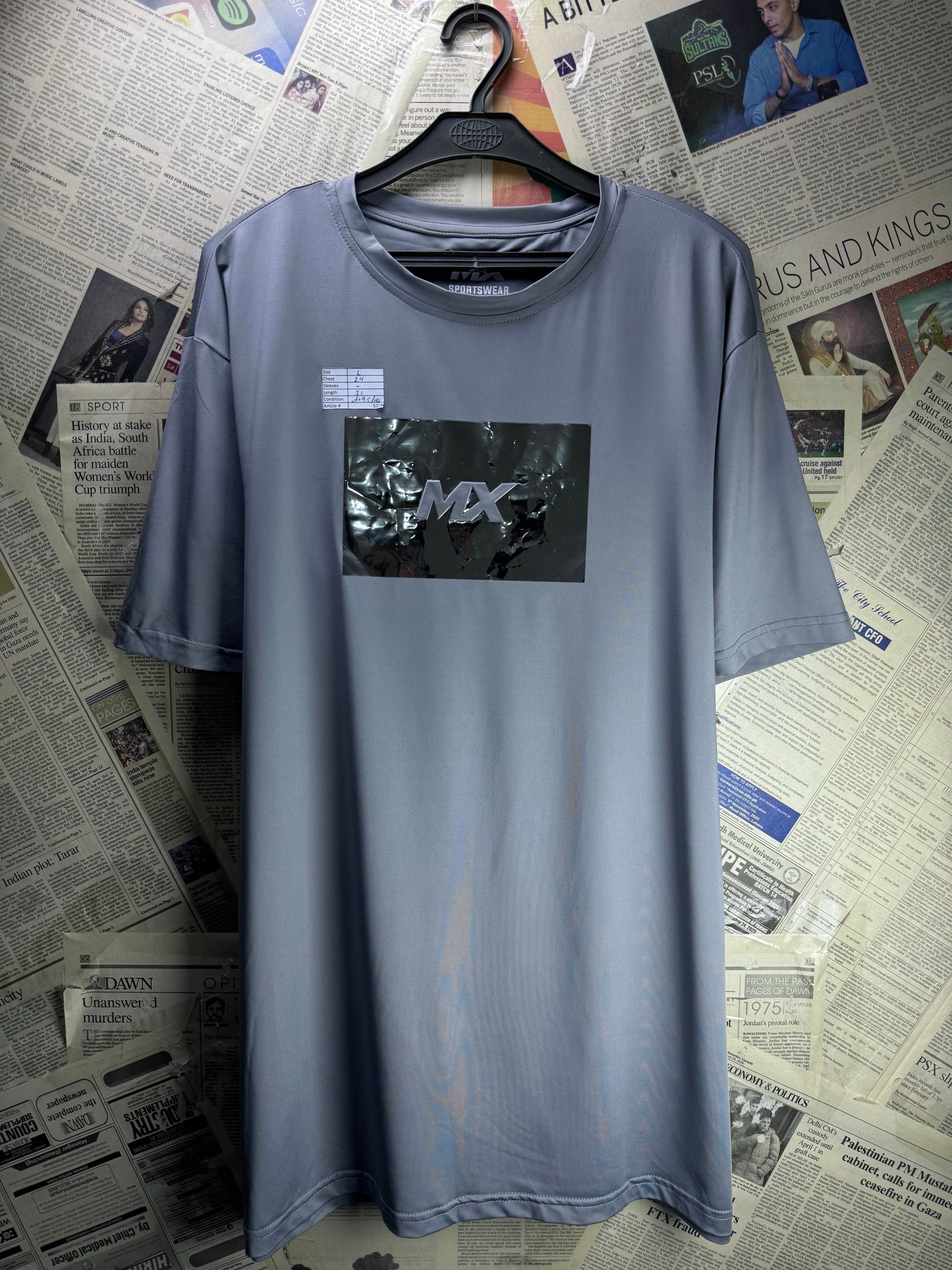 MX® Large | Chest: 24" | Grey | Sports T-Shirt | Polyester| 5128