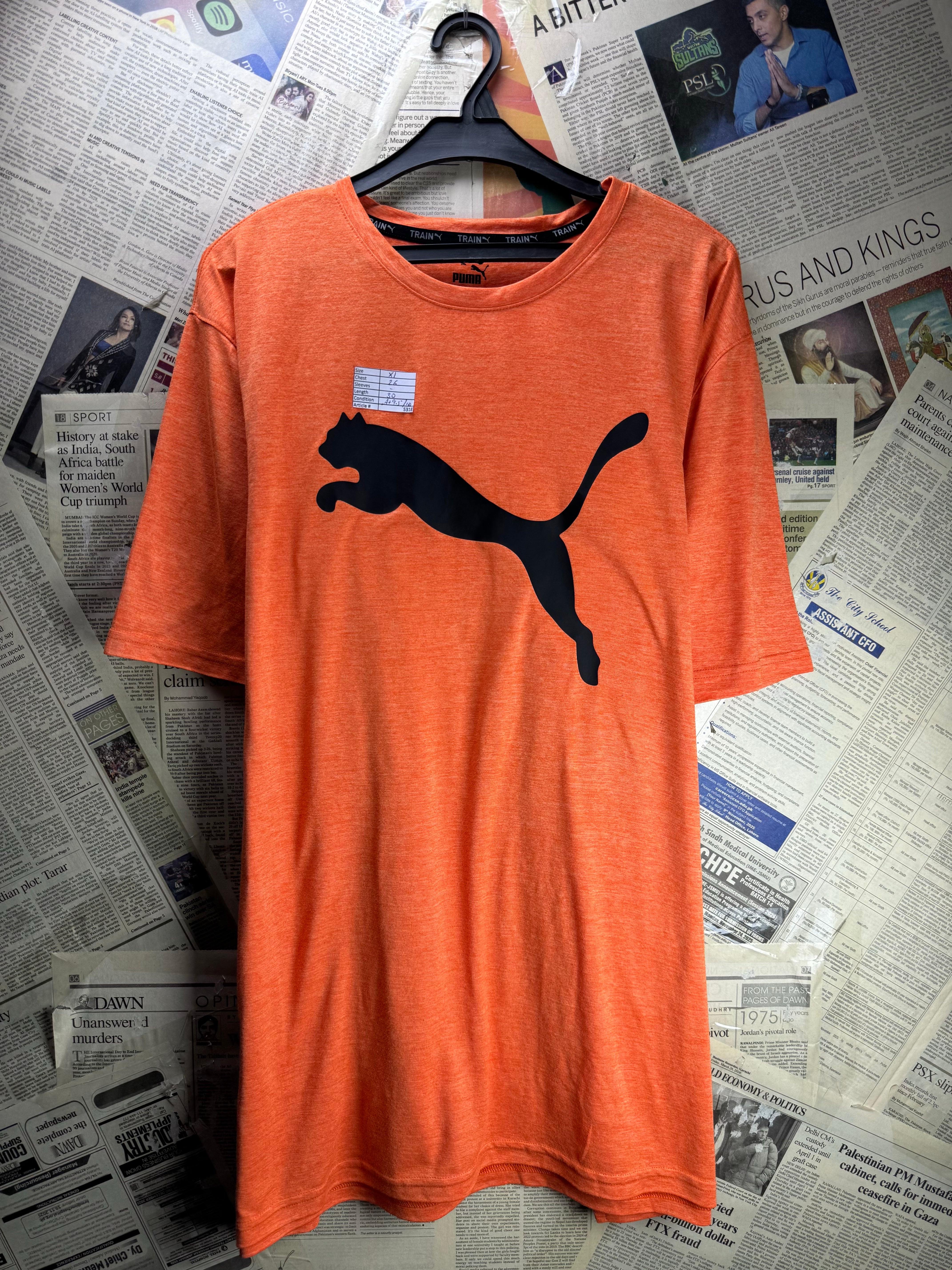 Puma® XL | Chest: 26" | Orange | Sports T-Shirt | Polyester | 5318