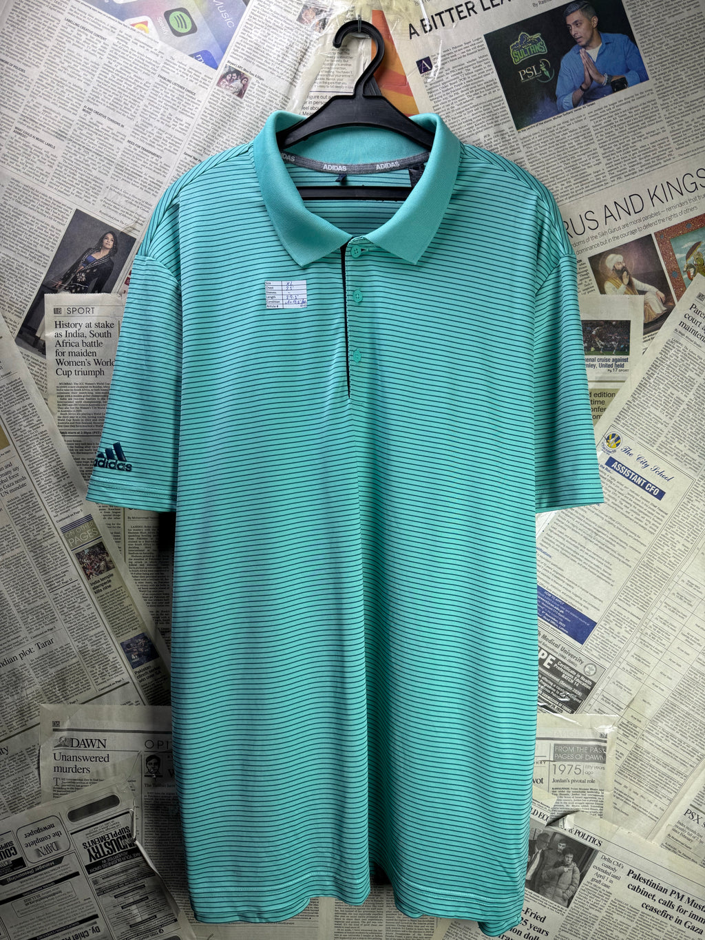 Adid*s® XL | Chest: 25" | Cyan | Golf Polo | Poly | 4143 - Genuine Maal