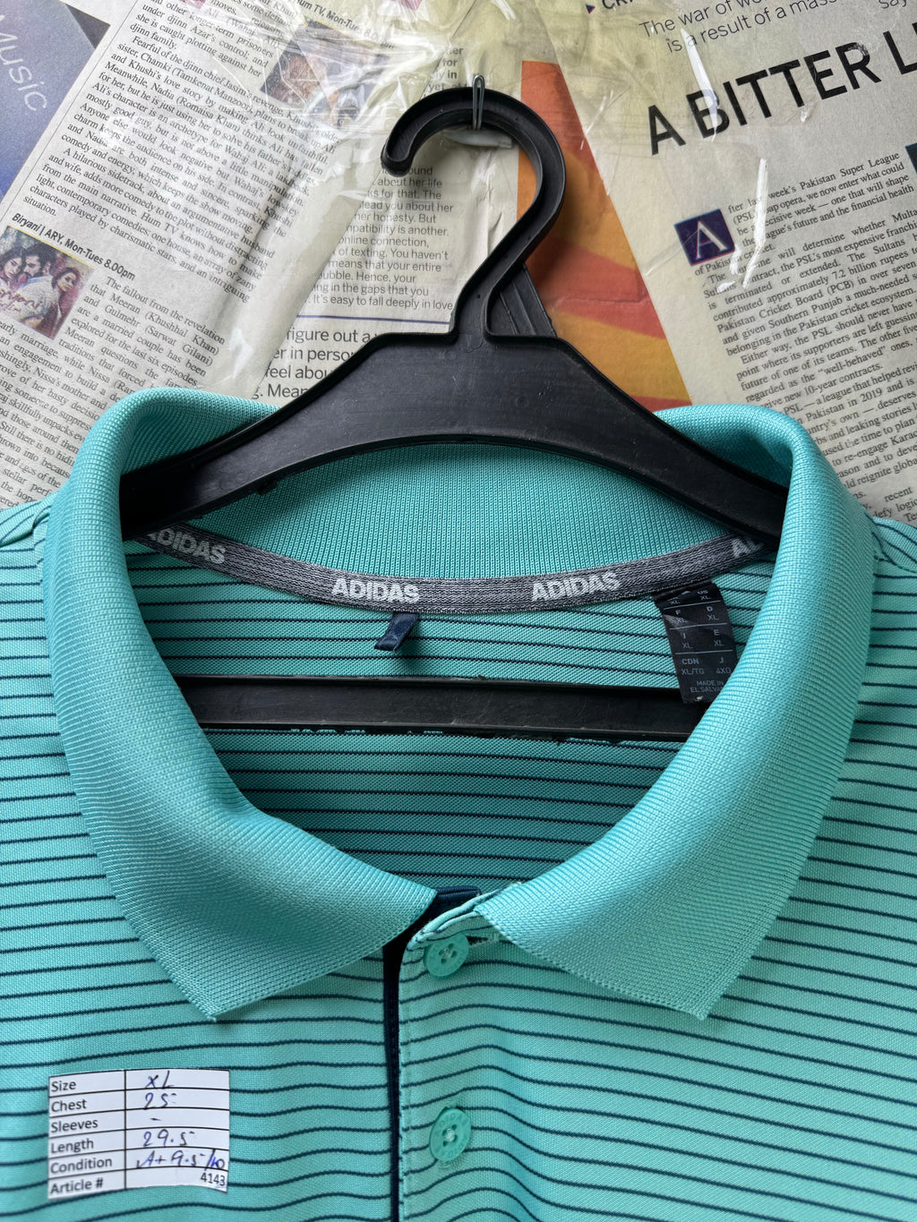 Adid*s® XL | Chest: 25" | Cyan | Golf Polo | Poly | 4143 - Genuine Maal