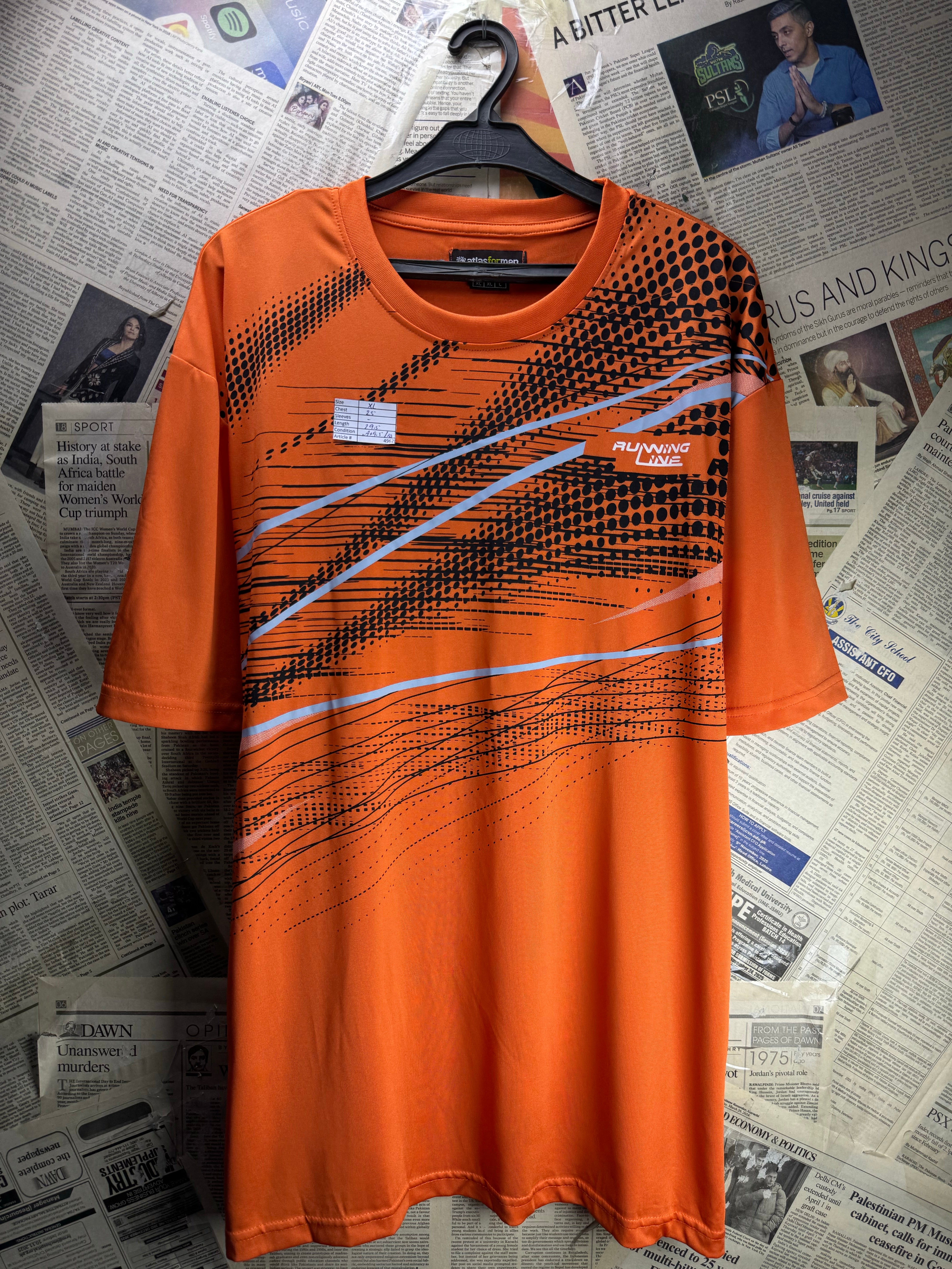 Atlas For Men® XL | Chest: 25" | Orange | Sports T-Shirt | Polyester | 4962