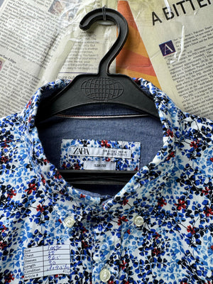 Zara® Large | Chest: 23" | Blue Floral | Shirt | 4152 - Genuine Maal