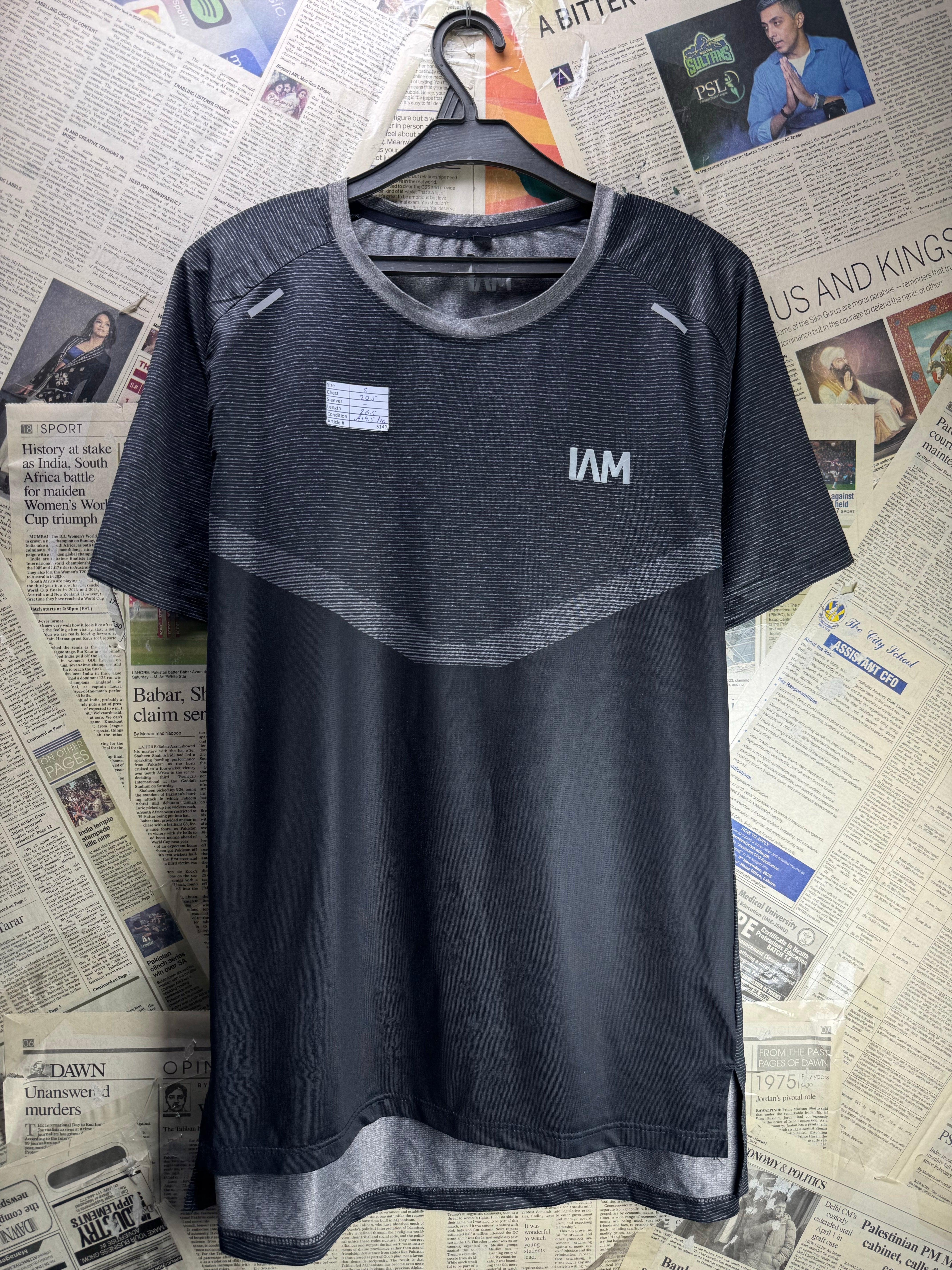 IAM® Small | Chest: 20.5" | Grey | Sports T-Shirt | Poly-Spandex | 5149