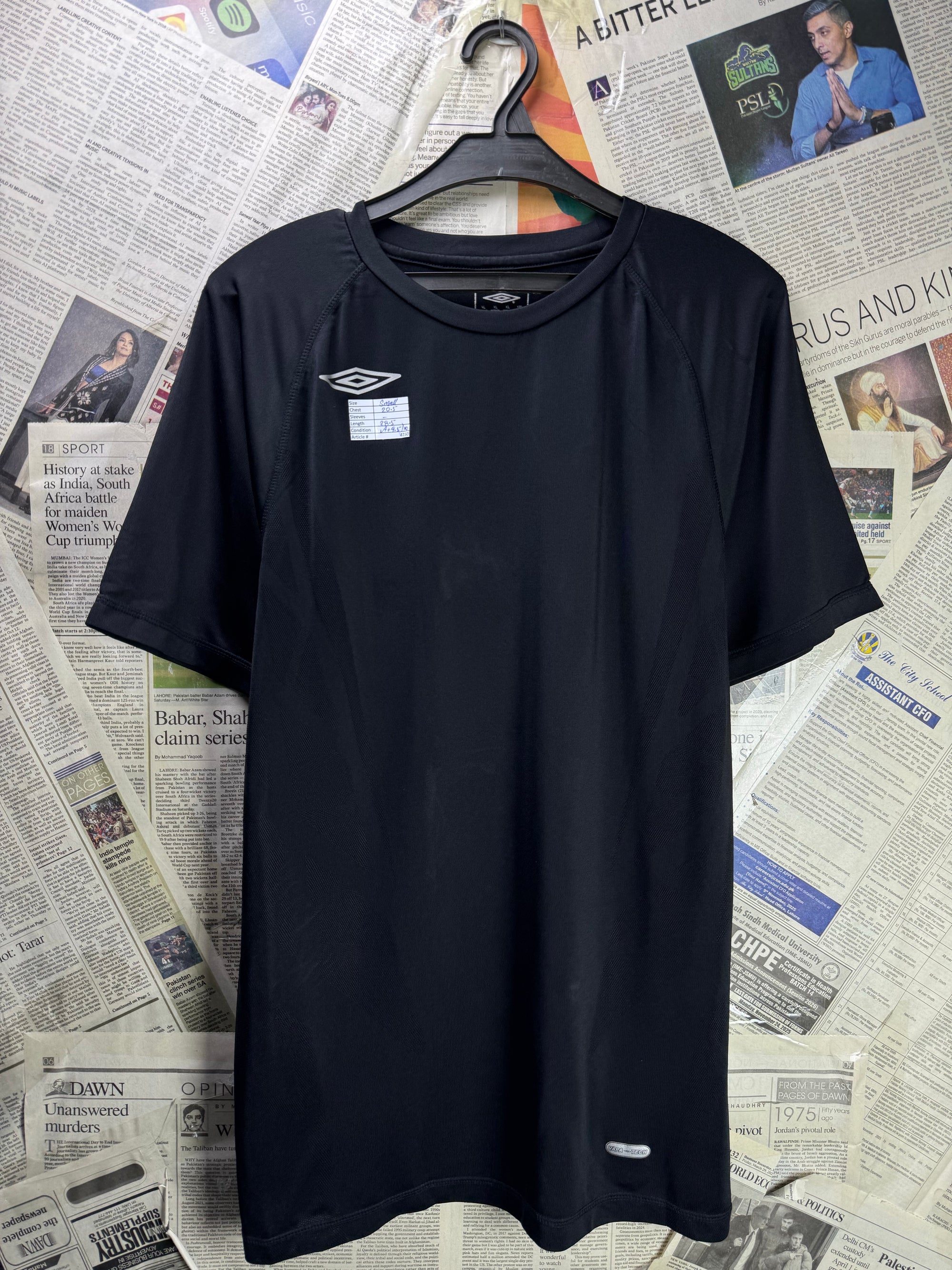 Umro® Small | Chest: 20" | Black | Gym T-Shirt | Poly - Elastane | 4150 - Genuine Maal