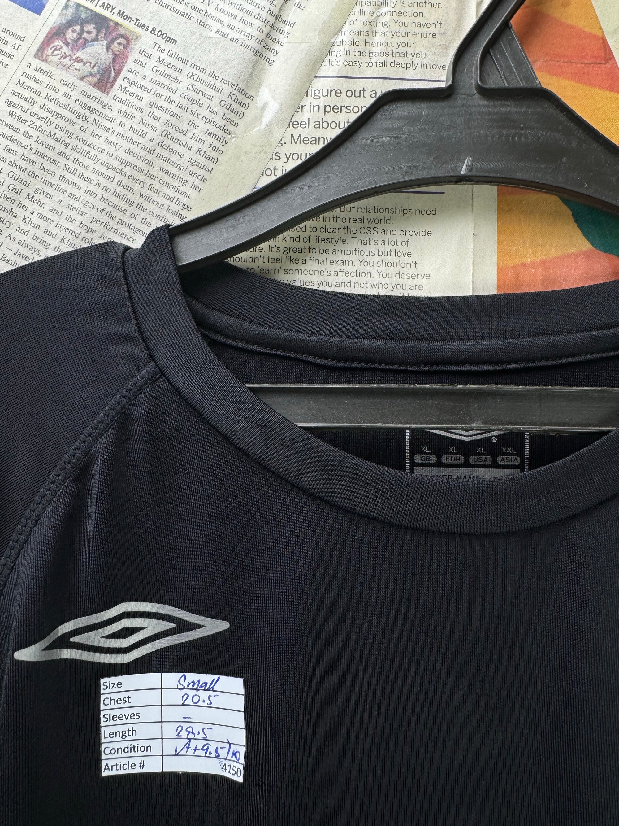 Umro® Small | Chest: 20" | Black | Gym T-Shirt | Poly - Elastane | 4150 - Genuine Maal