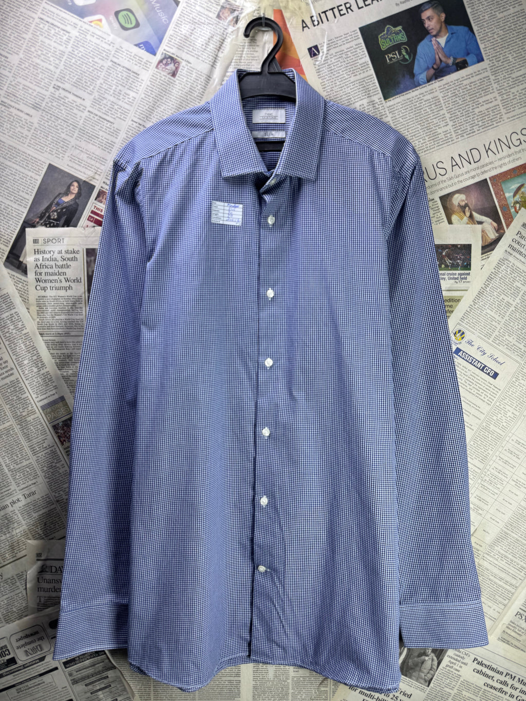 Next® Medium | Chest: 21.5" | Blue & White Pin Check | Shirt | Poly - Cotton | 4160 - Genuine Maal