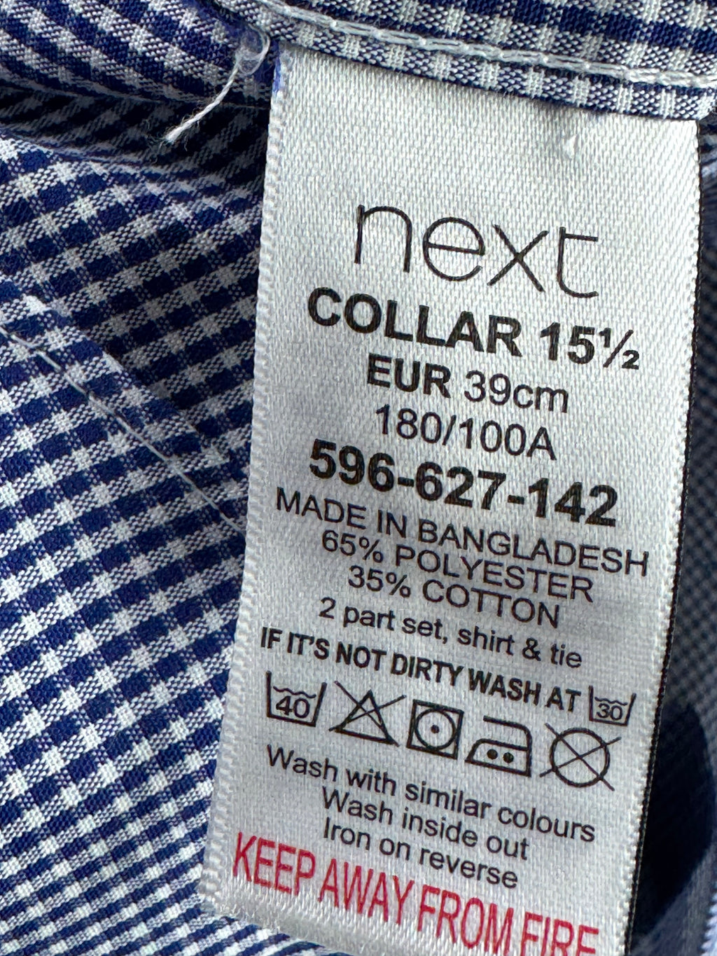 Next® Medium | Chest: 21.5" | Blue & White Pin Check | Shirt | Poly - Cotton | 4160 - Genuine Maal