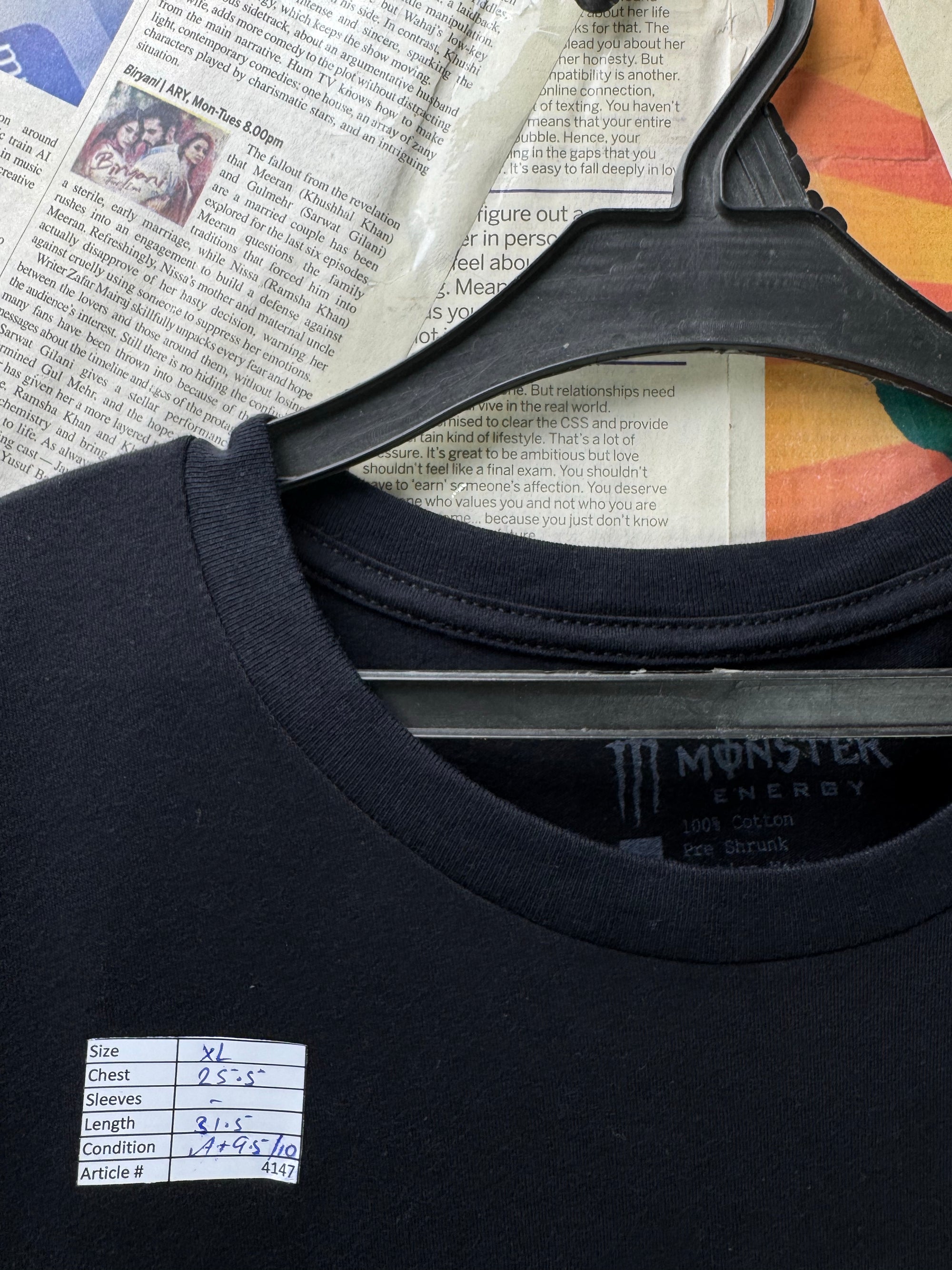 Monster® XL | Chest: 25.5" | Black | T-Shirt | Poly | 4147 - Genuine Maal