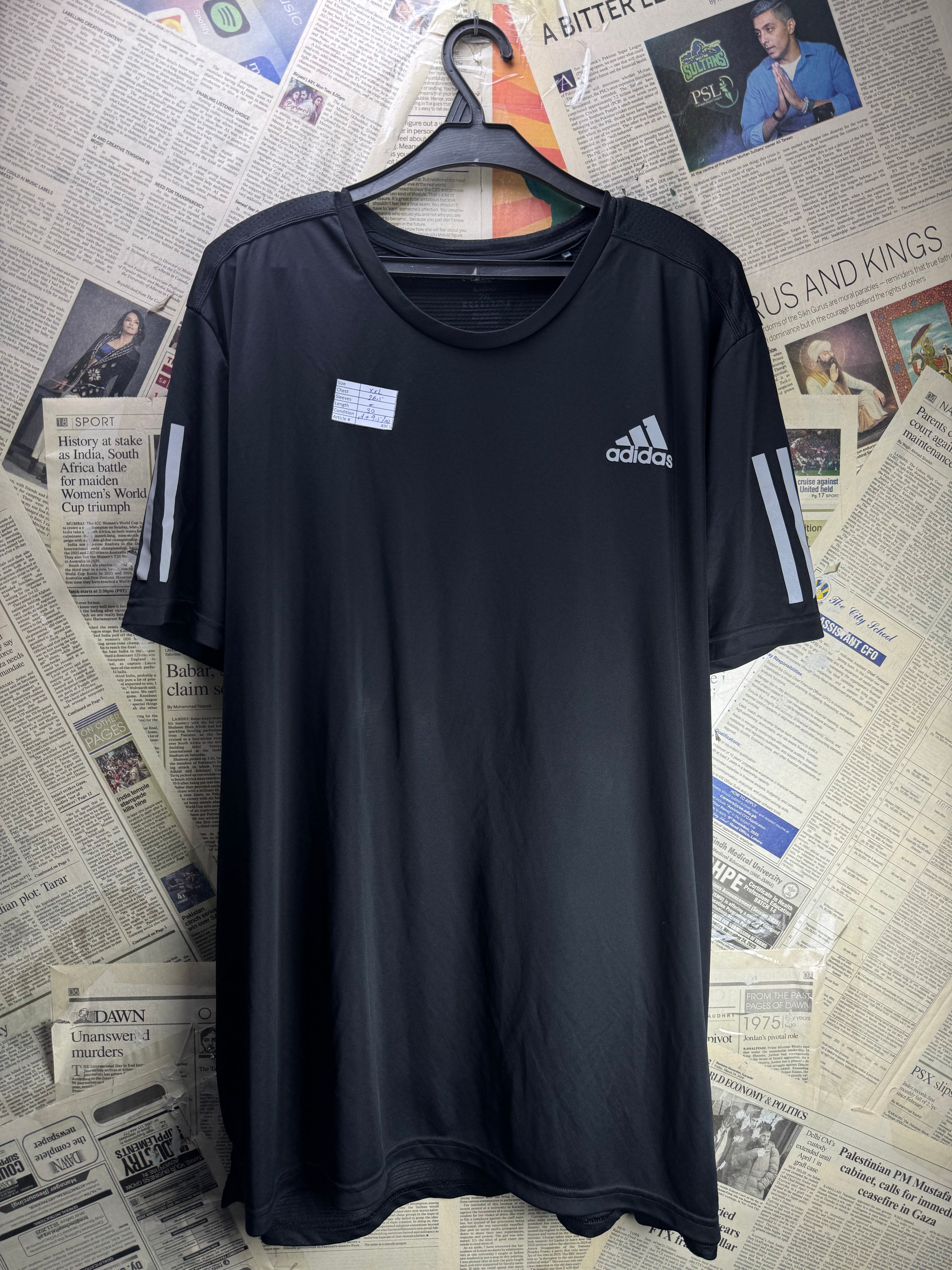 Adi*as® XXL | Chest: 26.5" | Black | Sports T-Shirt | Polyester | 4963