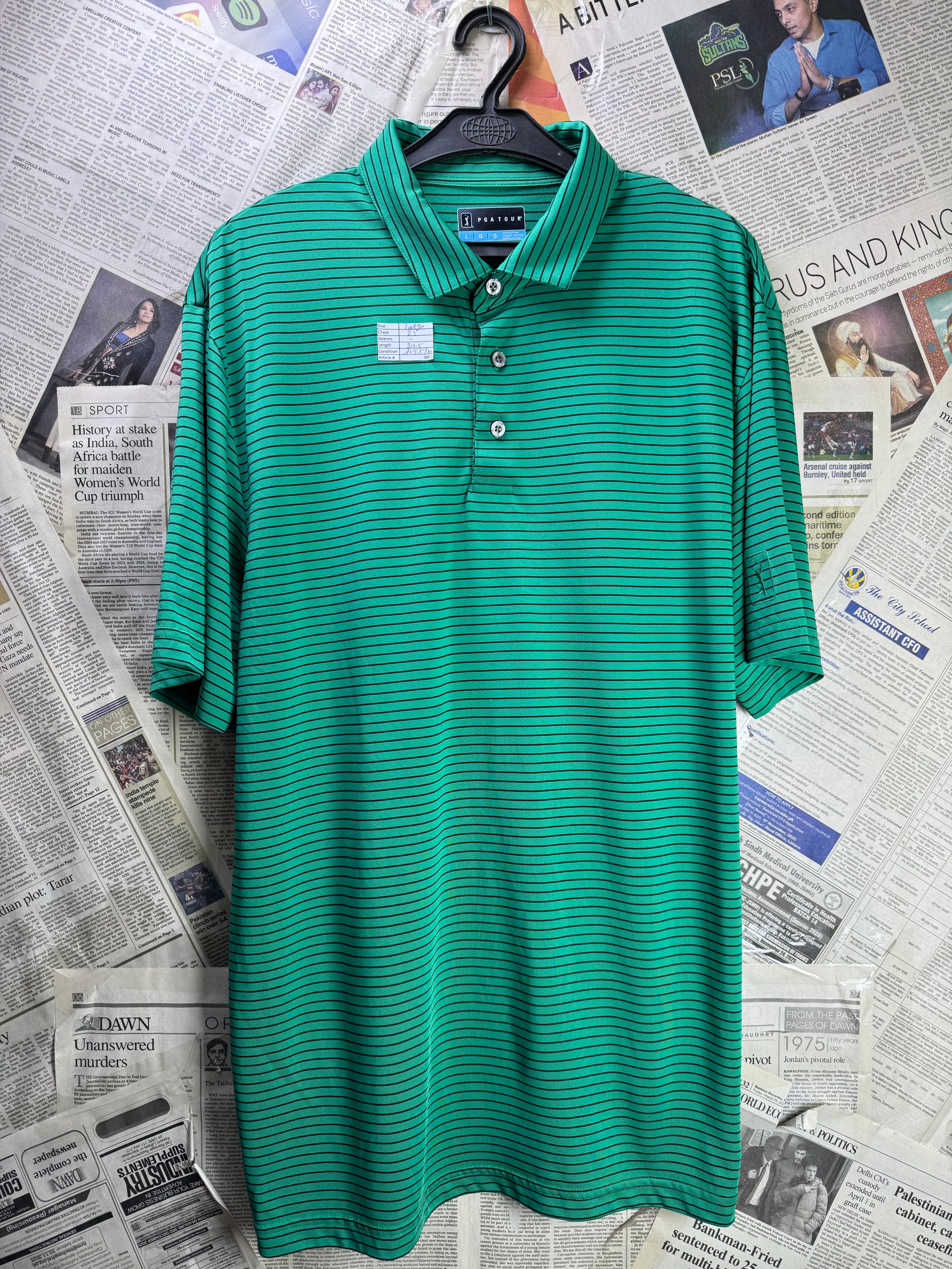 PGATour® Large | Chest: 23" | Green | Golf Polo | Poly | 3802 - Genuine Maal